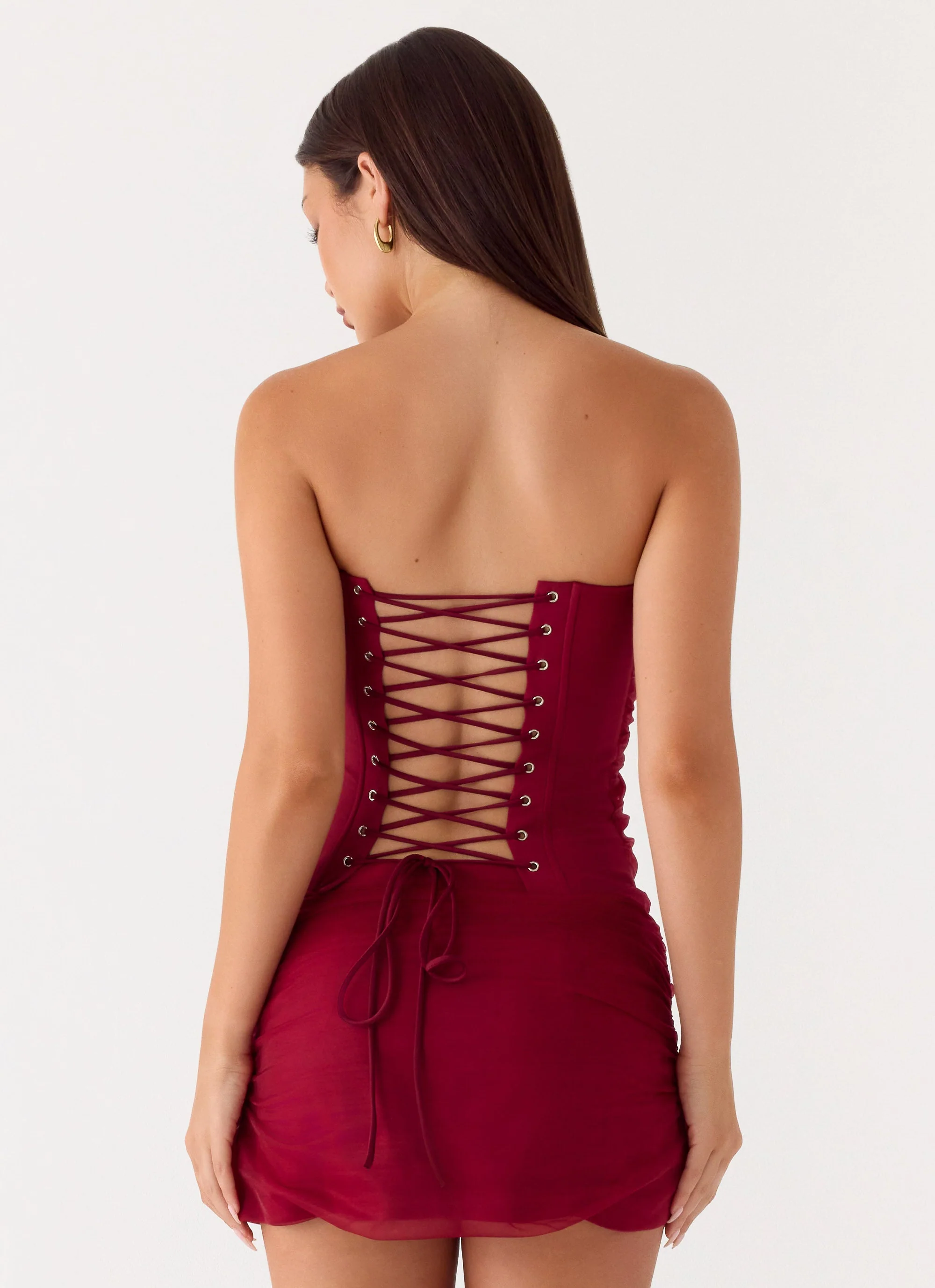 Atenea Organza Mini Skirt - Deep Red - Image 6