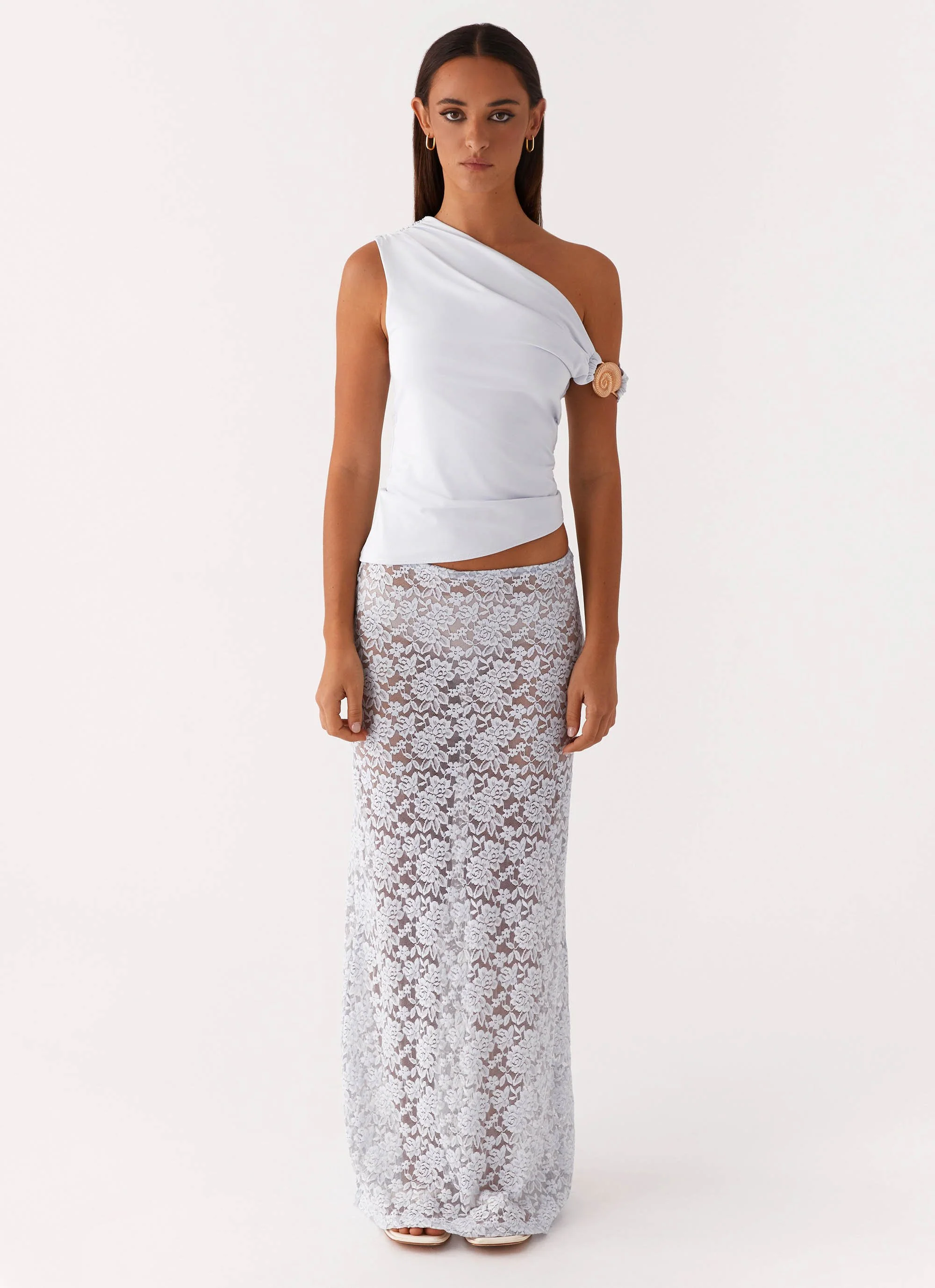 Atlas One Shoulder Top - Pale Blue - Image 3