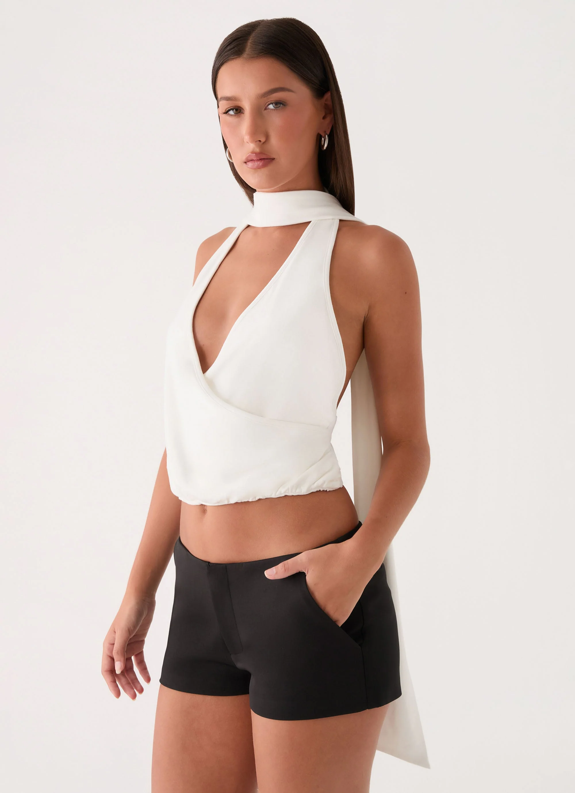 Auriella Low Rise Suiting Shorts - Black - Image 6