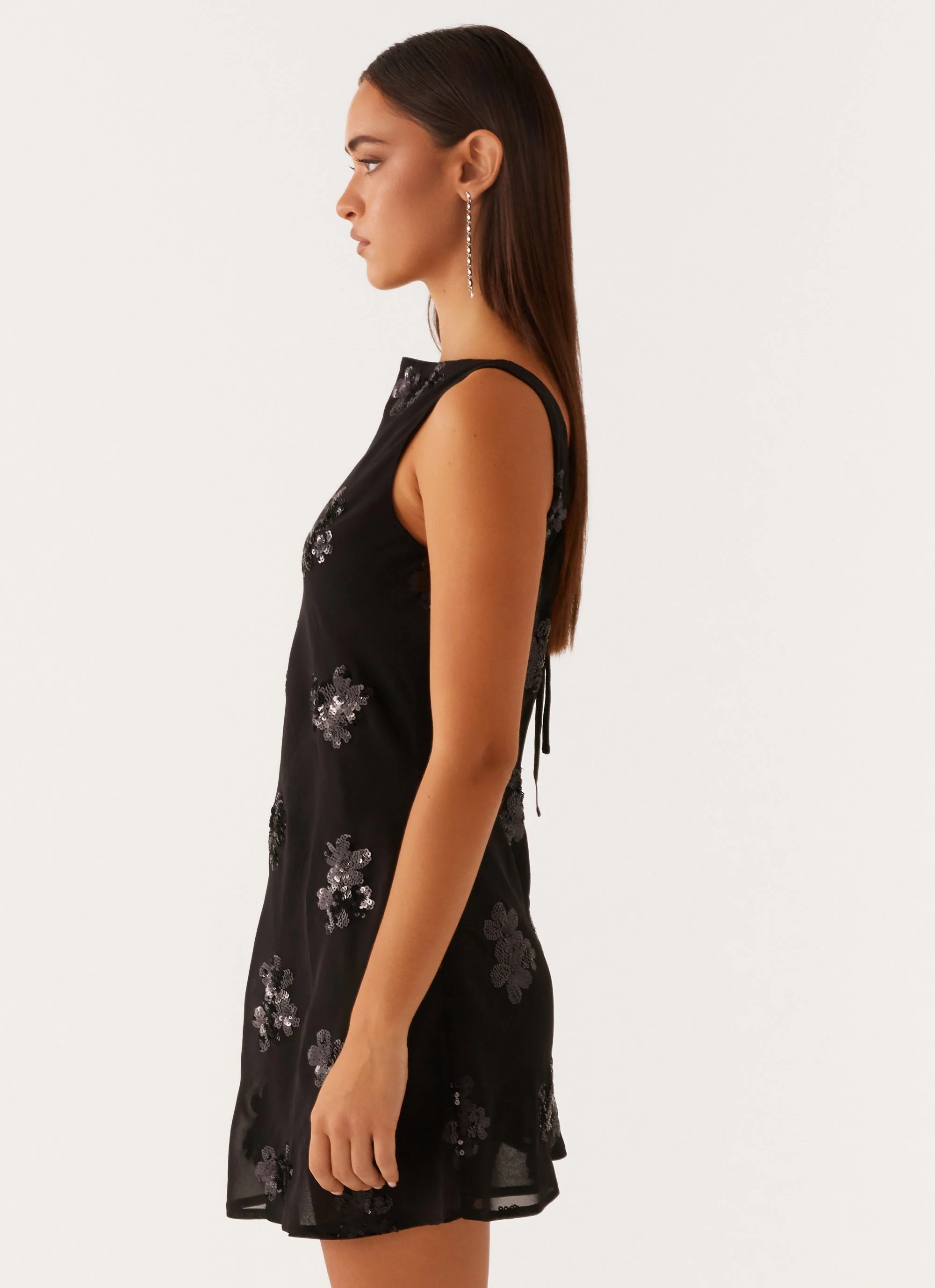 Aurora Sequin Mini Dress - Black - Image 3