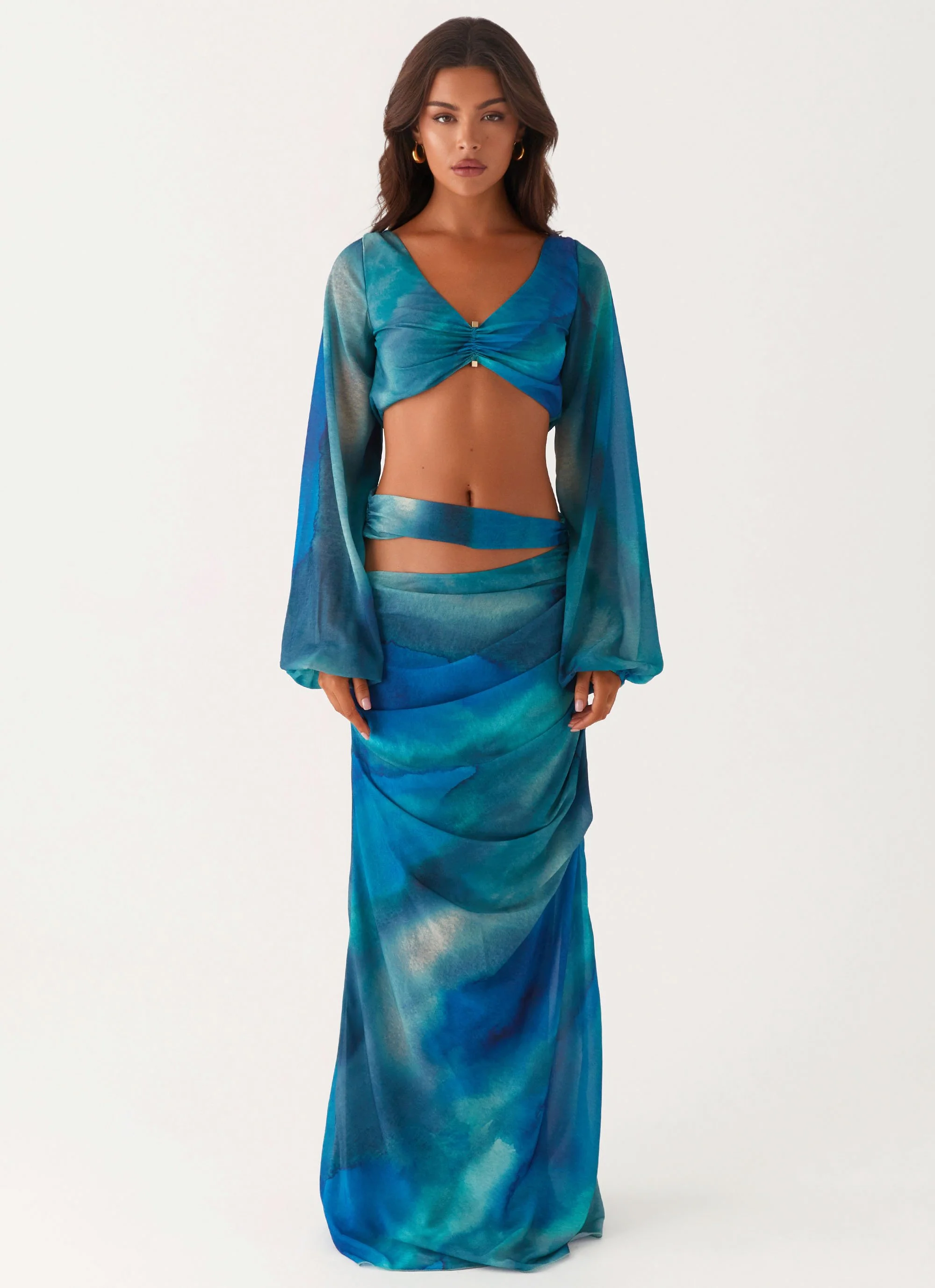 Austin Cut Out Maxi Skirt - Blue Tie Dye - Image 2