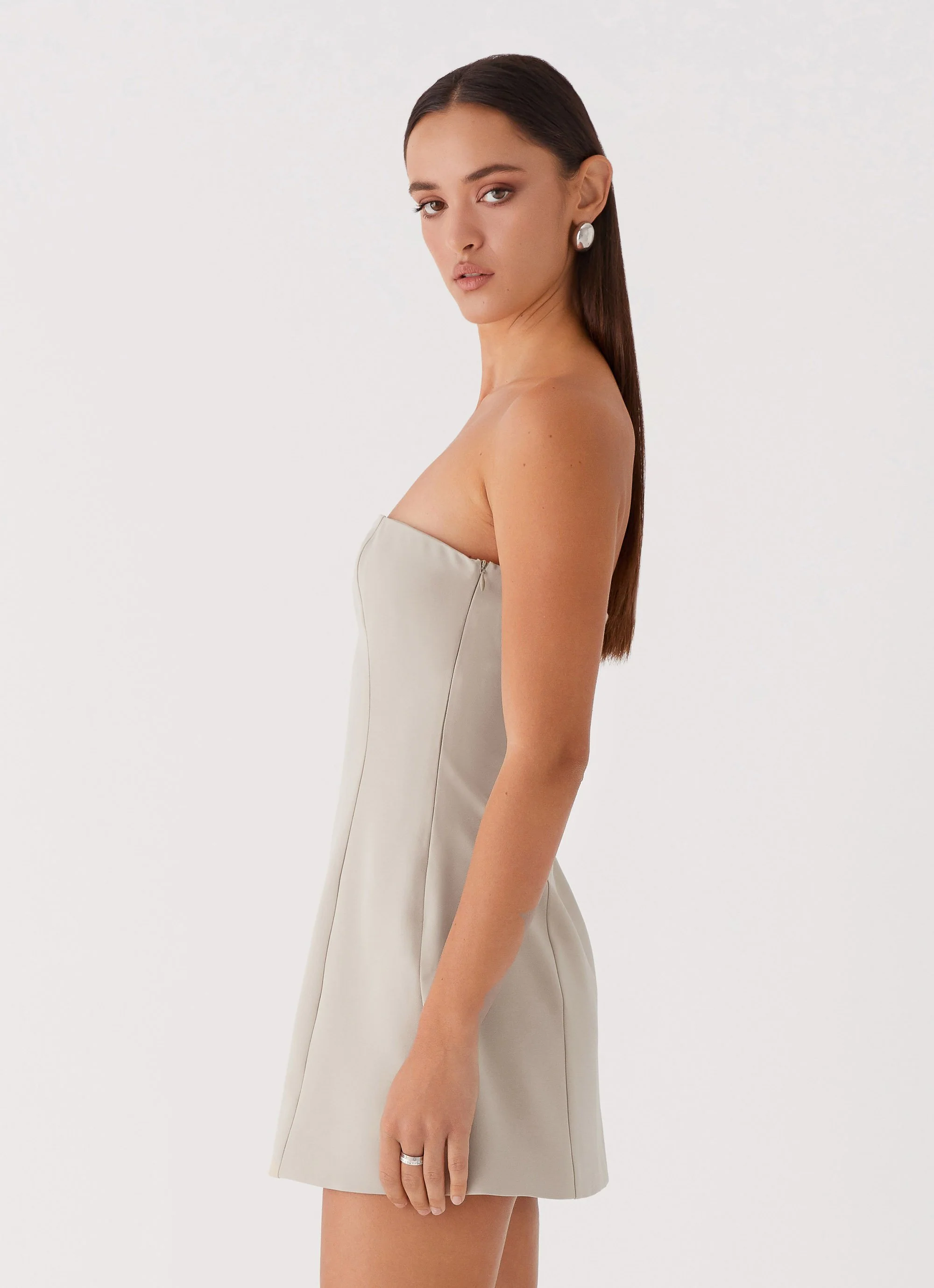 Ayanna Strapless Mini Dress - Beige - Image 2