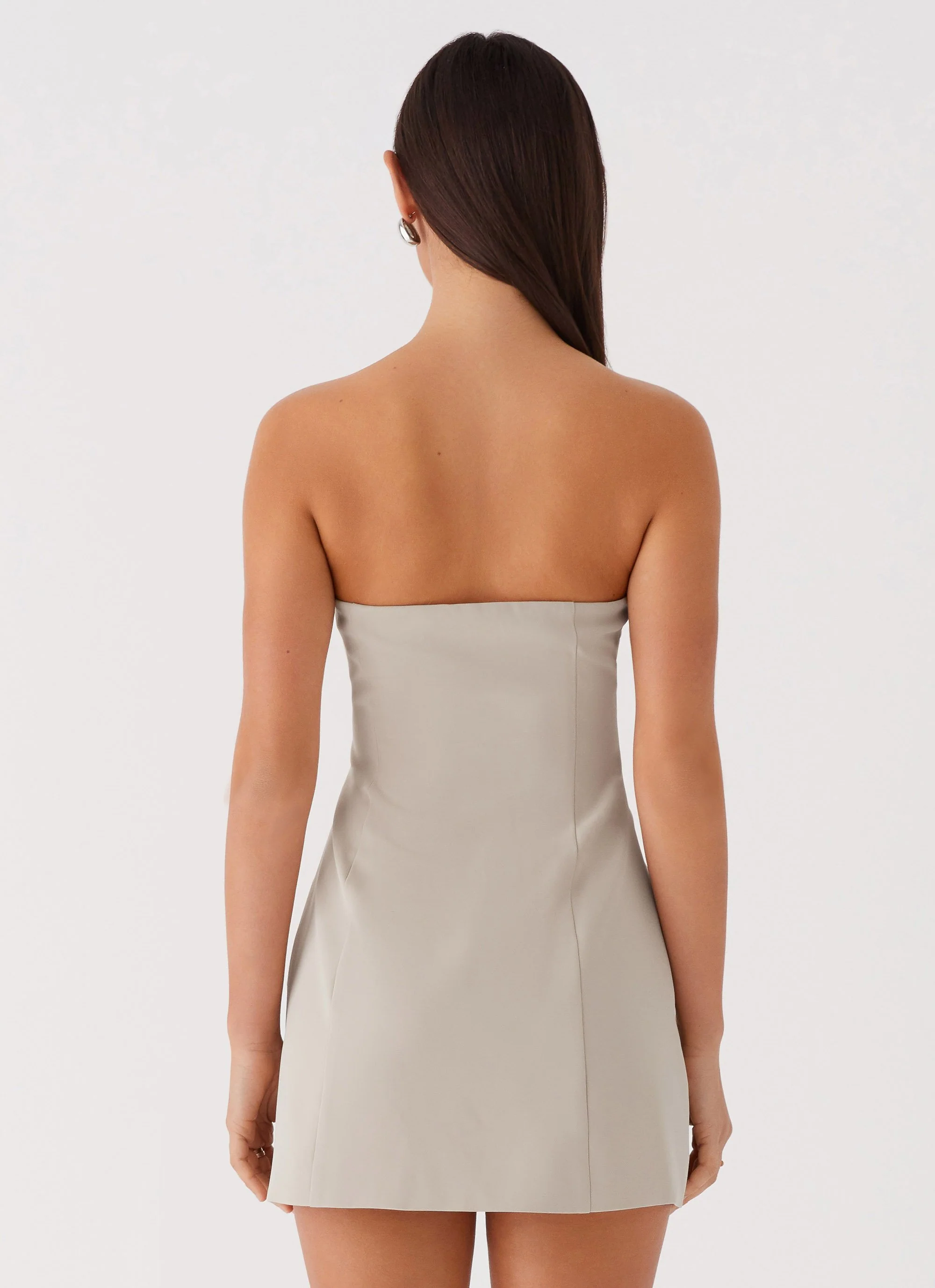 Ayanna Strapless Mini Dress - Beige - Image 6