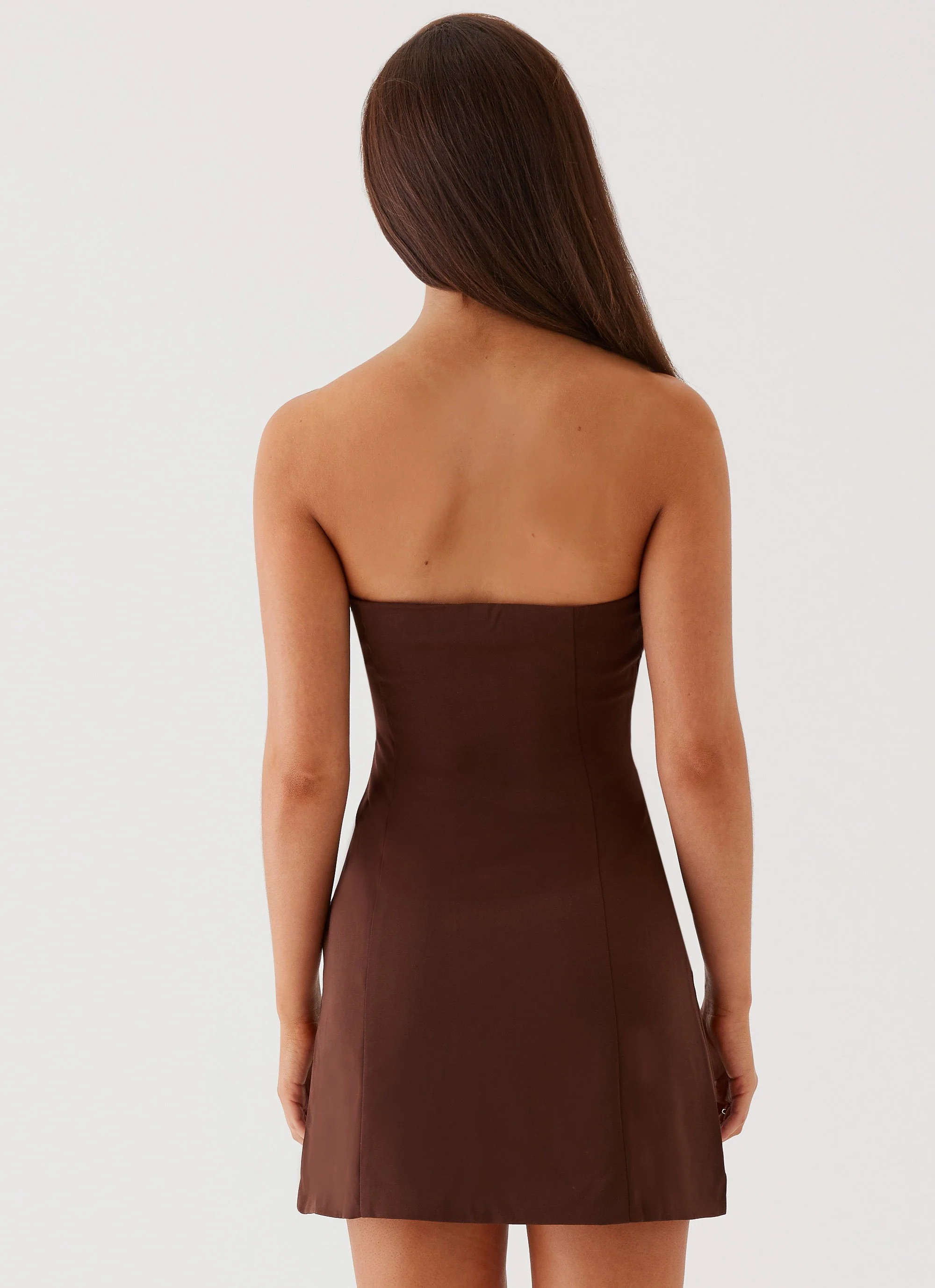 Ayanna Strapless Mini Dress - Chocolate - Image 3