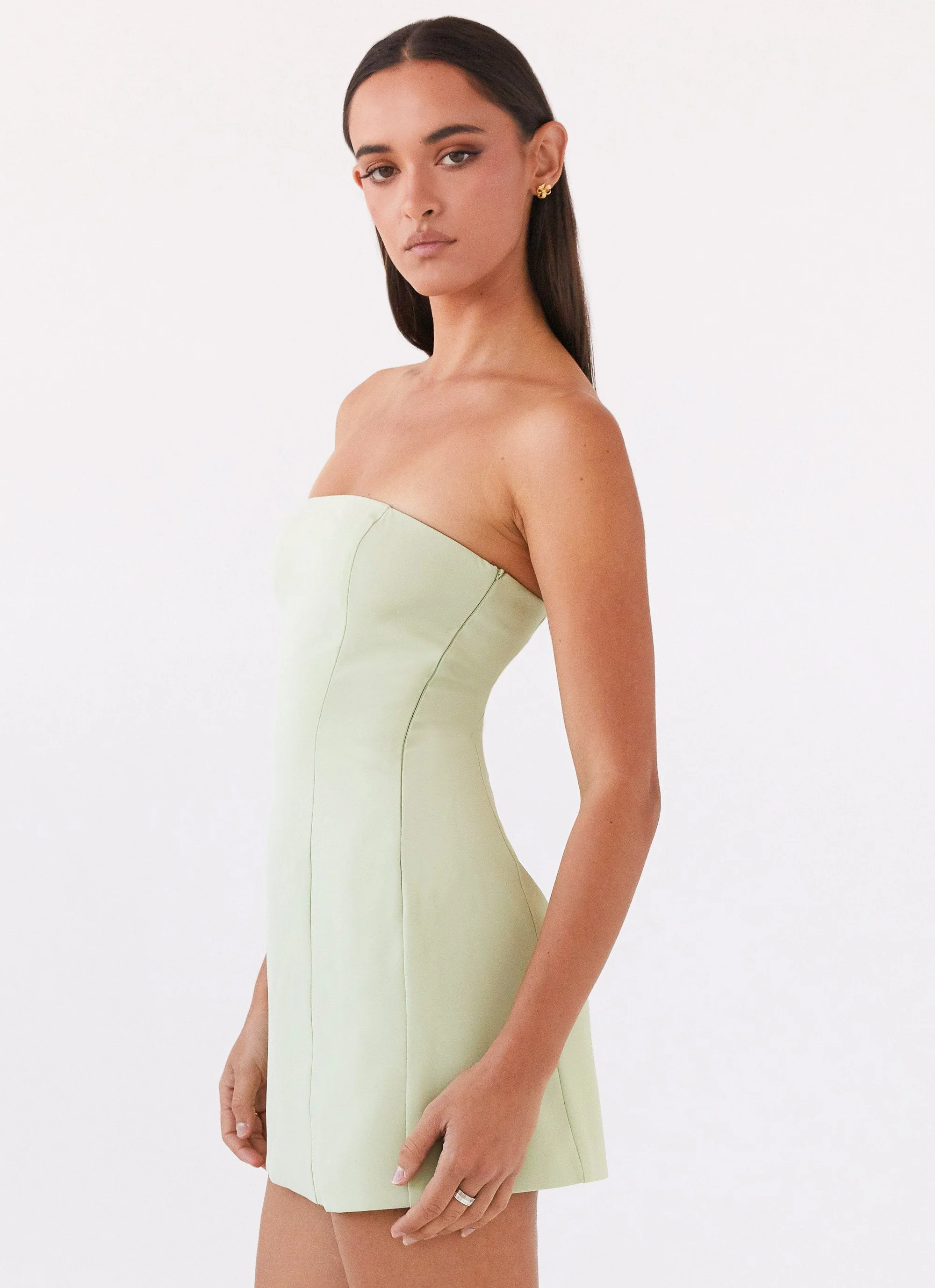 Ayanna Strapless Mini Dress - Green Zest - Image 3