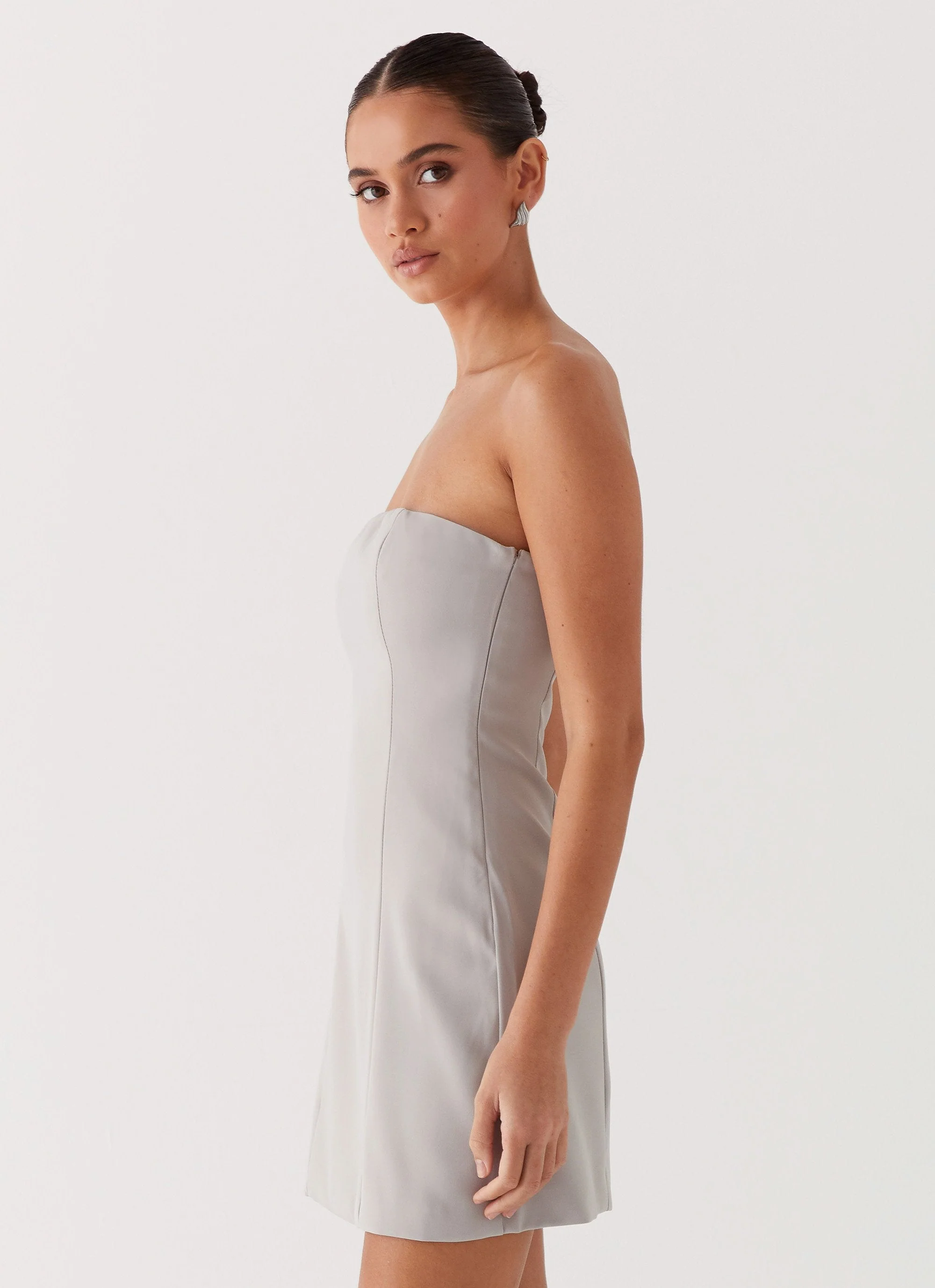Ayanna Strapless Mini Dress - Grey - Image 3