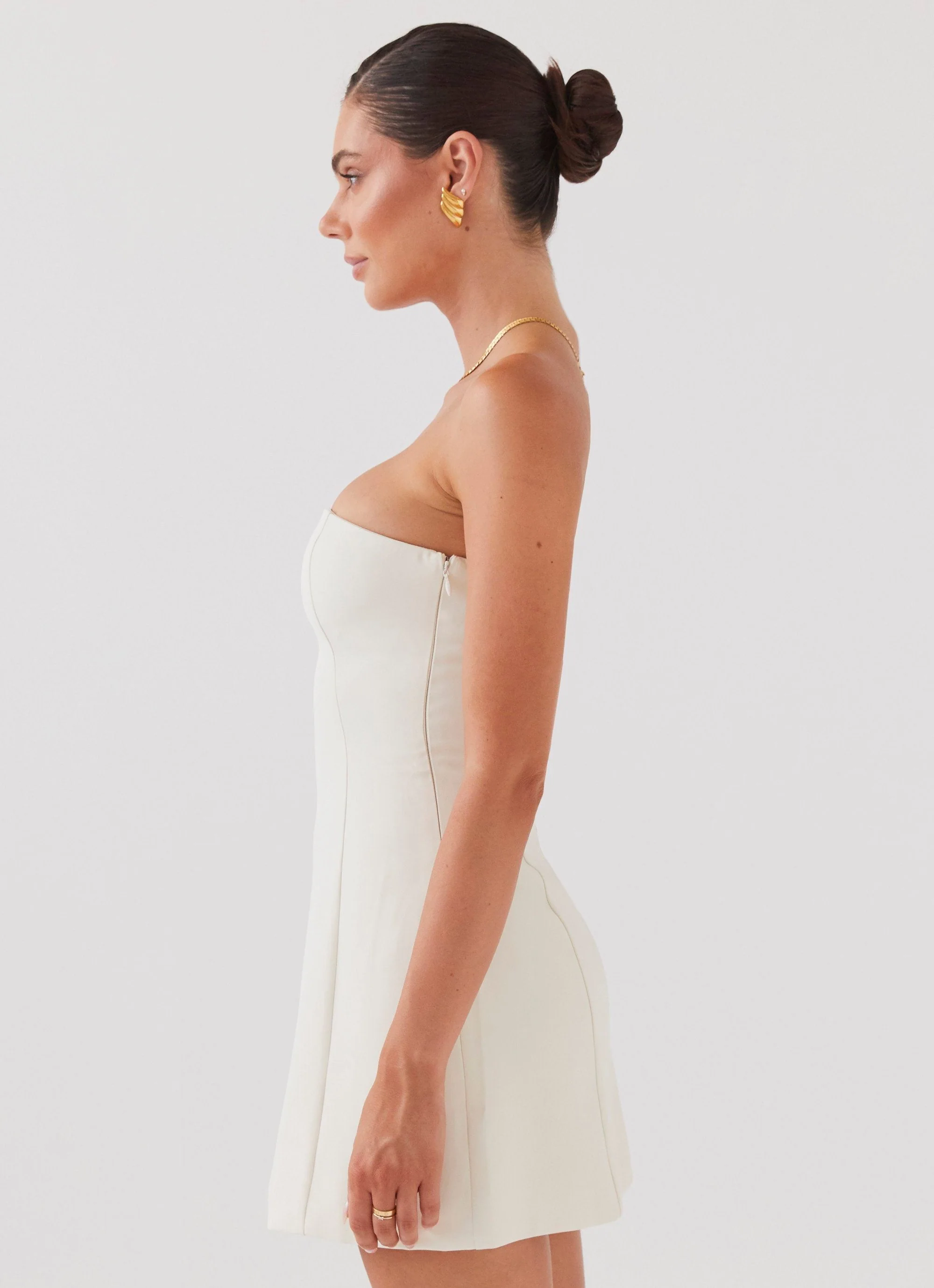 Ayanna Strapless Mini Dress - Ivory - Image 3
