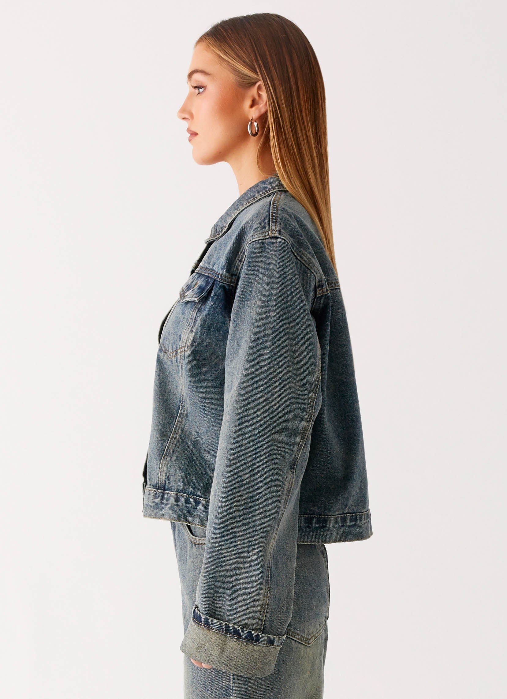 Back Again Oversized Denim Jacket - Dirty Wash - Image 2