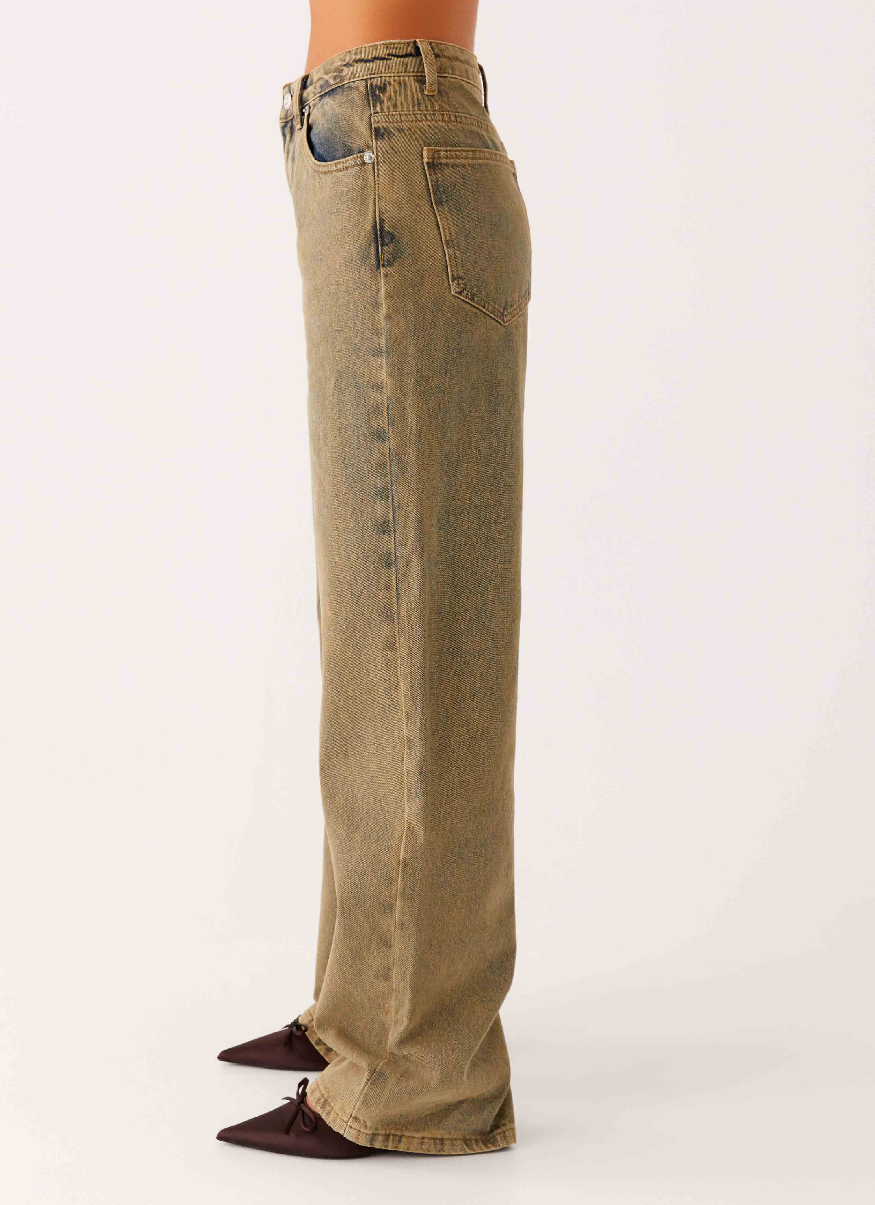 Back Again Straight Leg Denim Jeans - Brown Sand Wash - Image 3