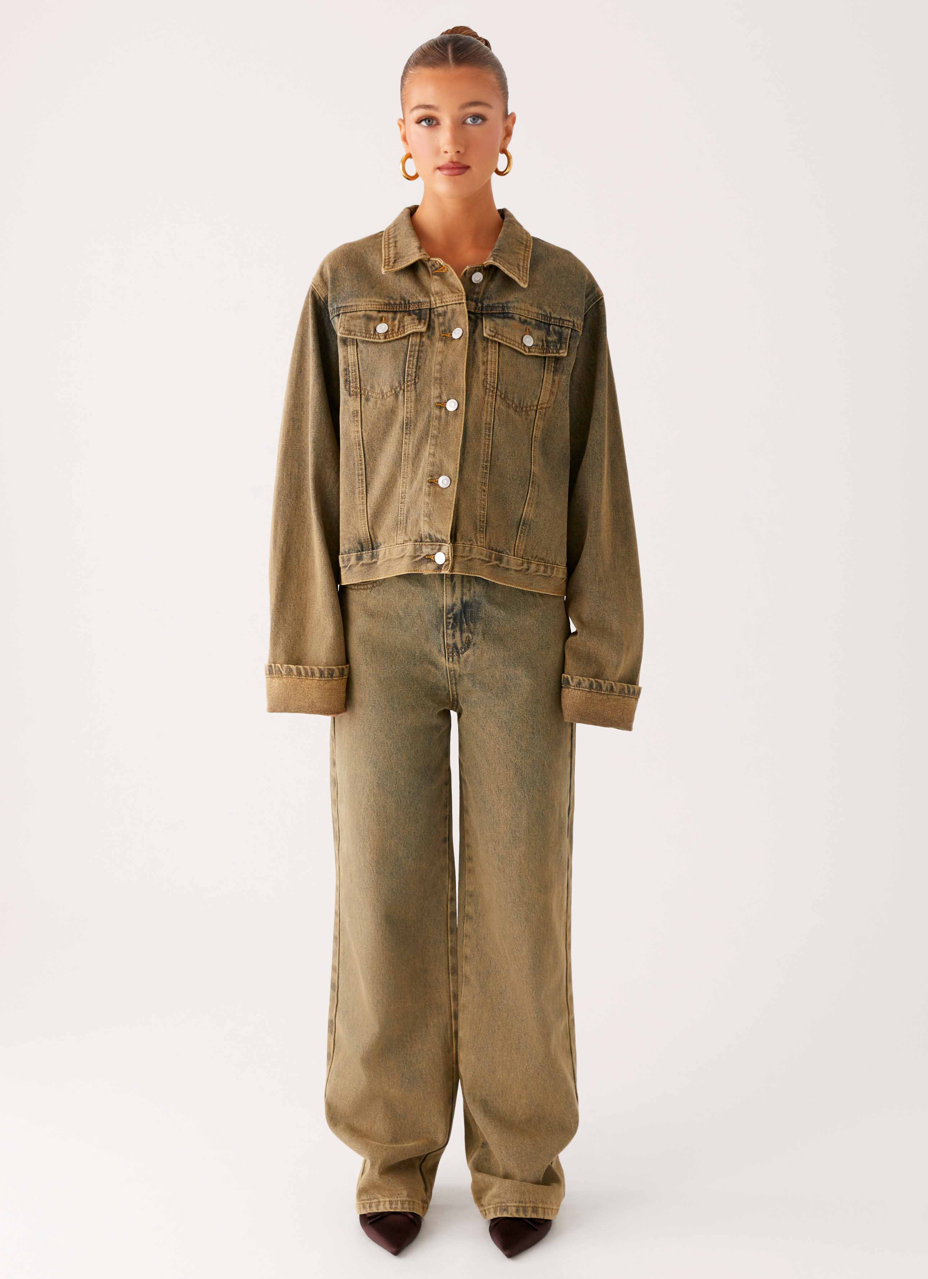 Back Again Straight Leg Denim Jeans - Brown Sand Wash - Image 5