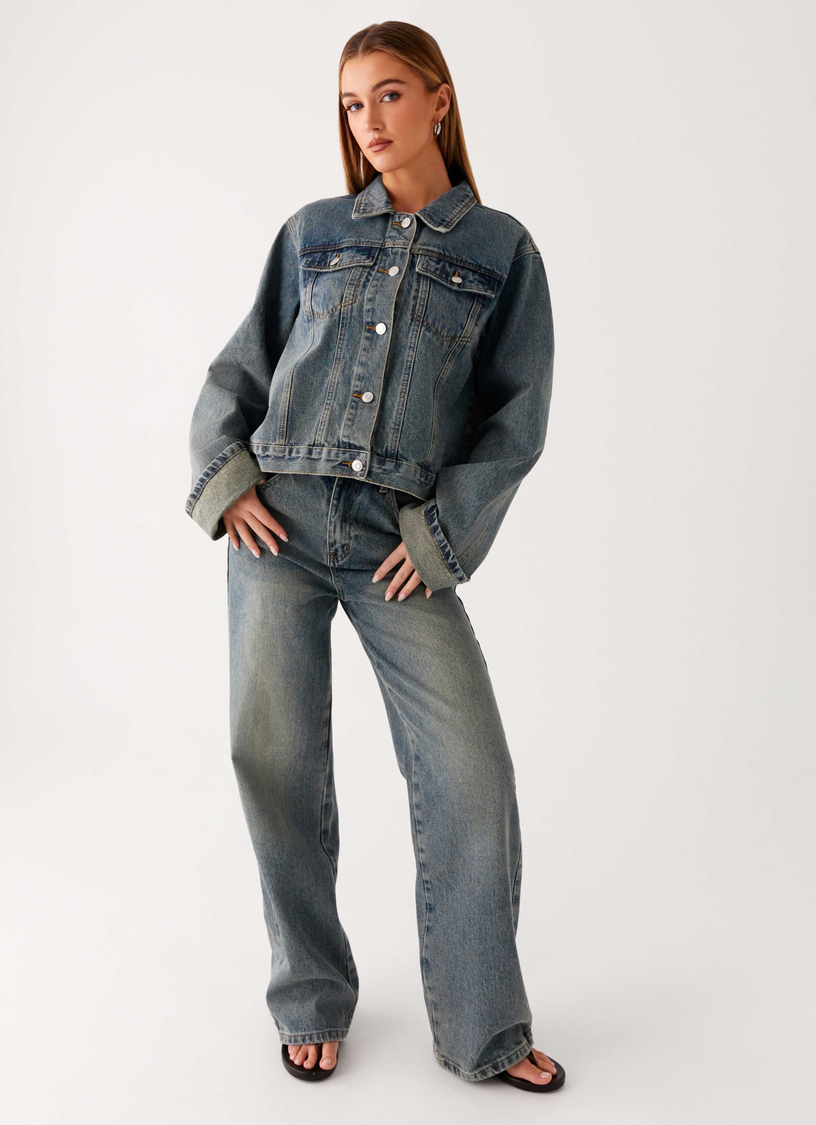 Back Again Straight Leg Denim Jeans - Dirty Wash - Image 6