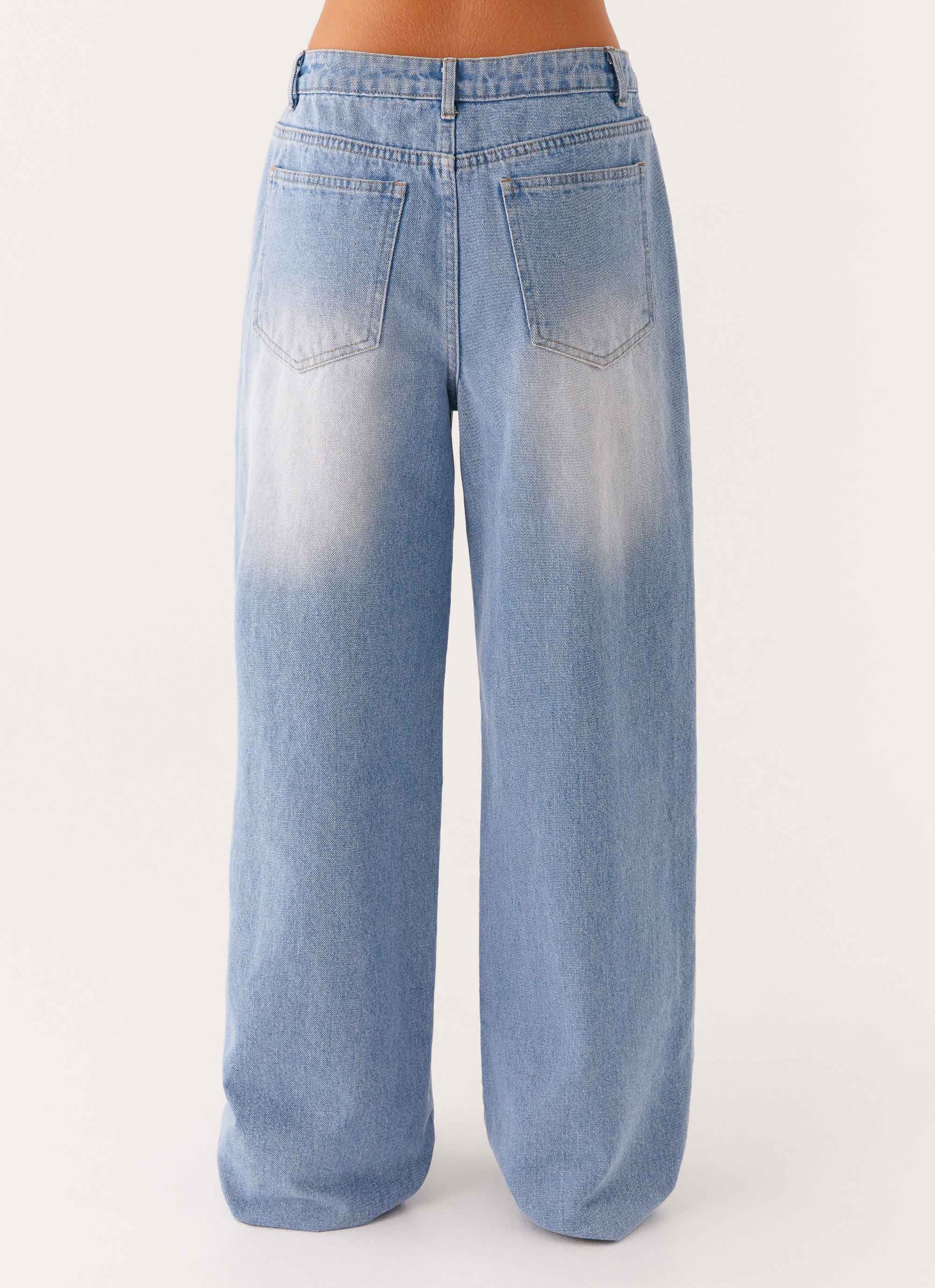 Back Again Straight Leg Denim Jeans - Light Wash Blue - Image 4