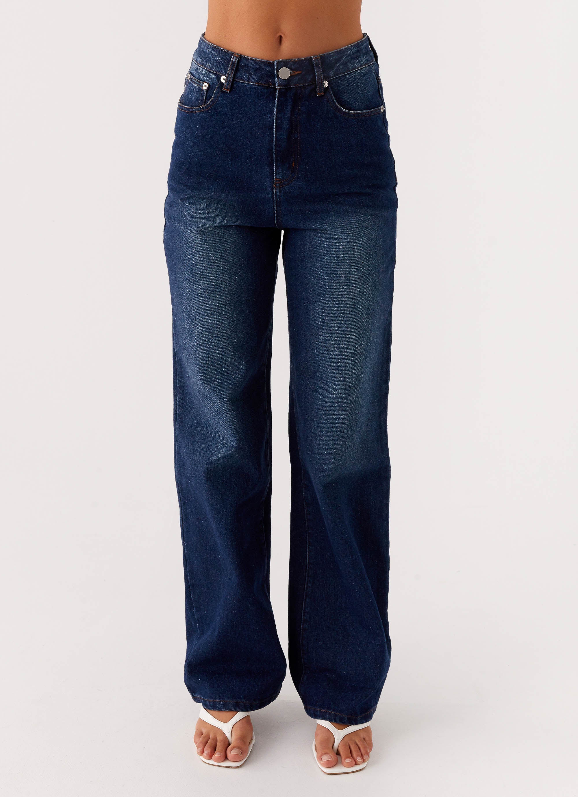 Back Again Straight Leg Denim Jeans - Vintage Blue - Image 3