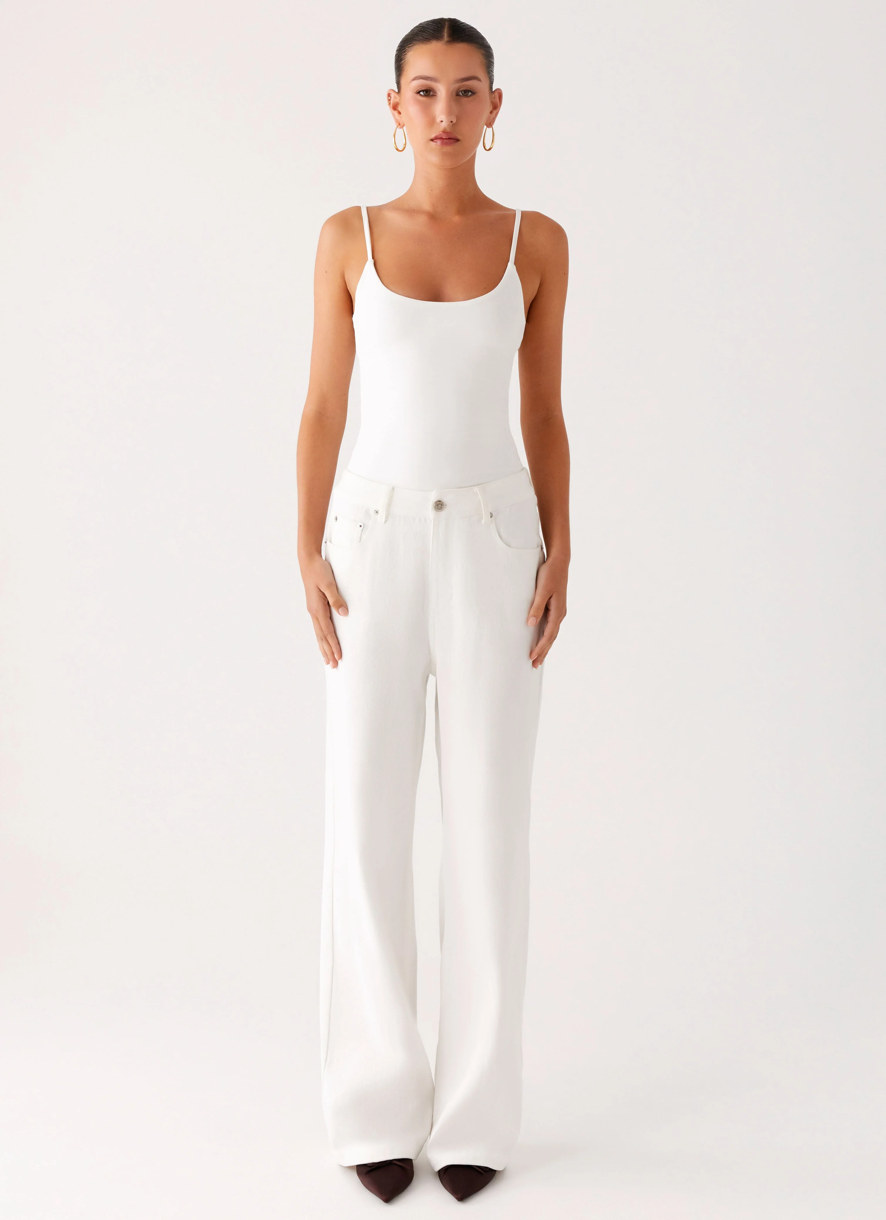 Back Again Straight Leg Denim Jeans - White - Image 2