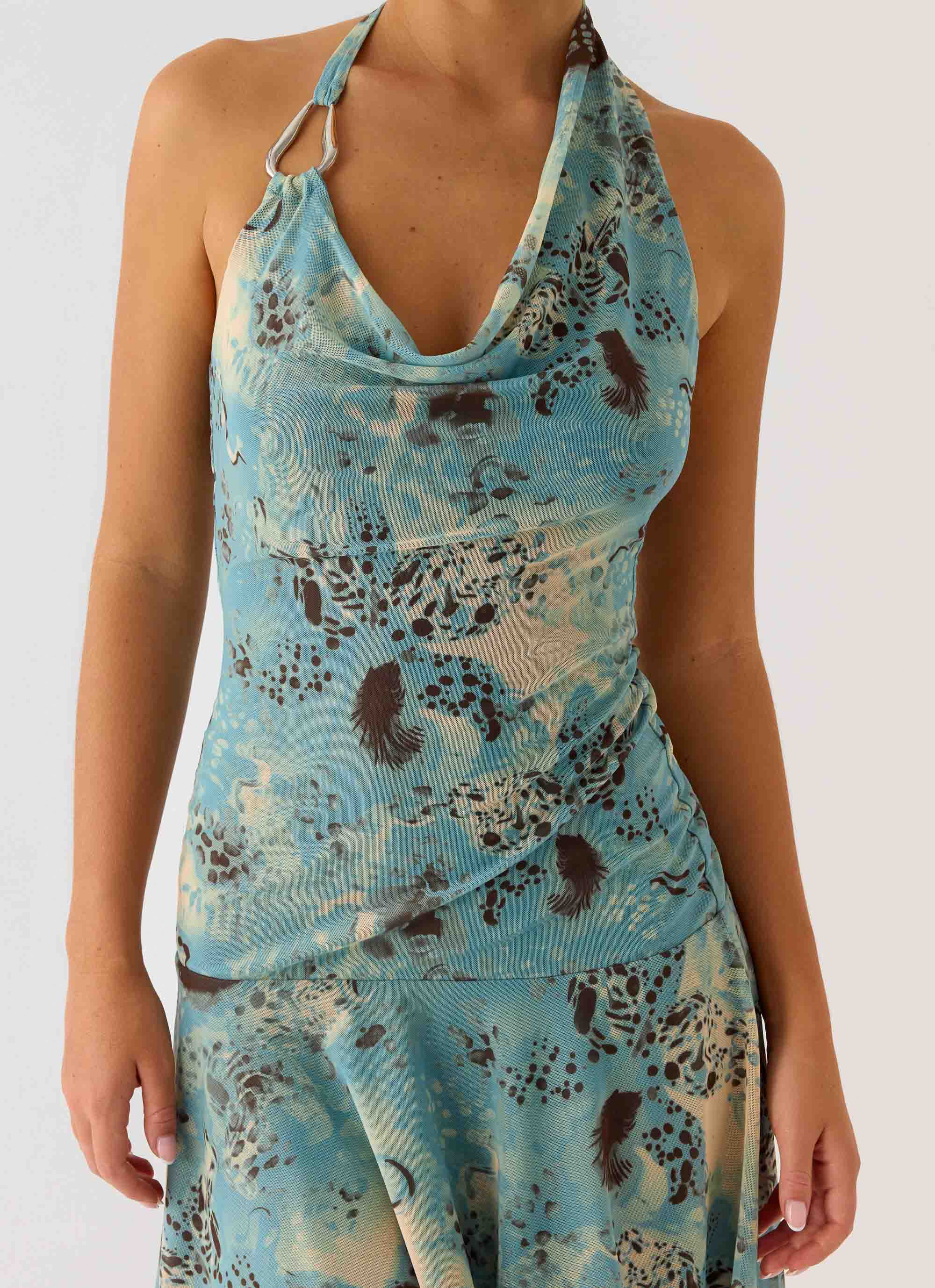 Bad Alive Halter Hanky Mini Dress - Aqua Blur - Image 6
