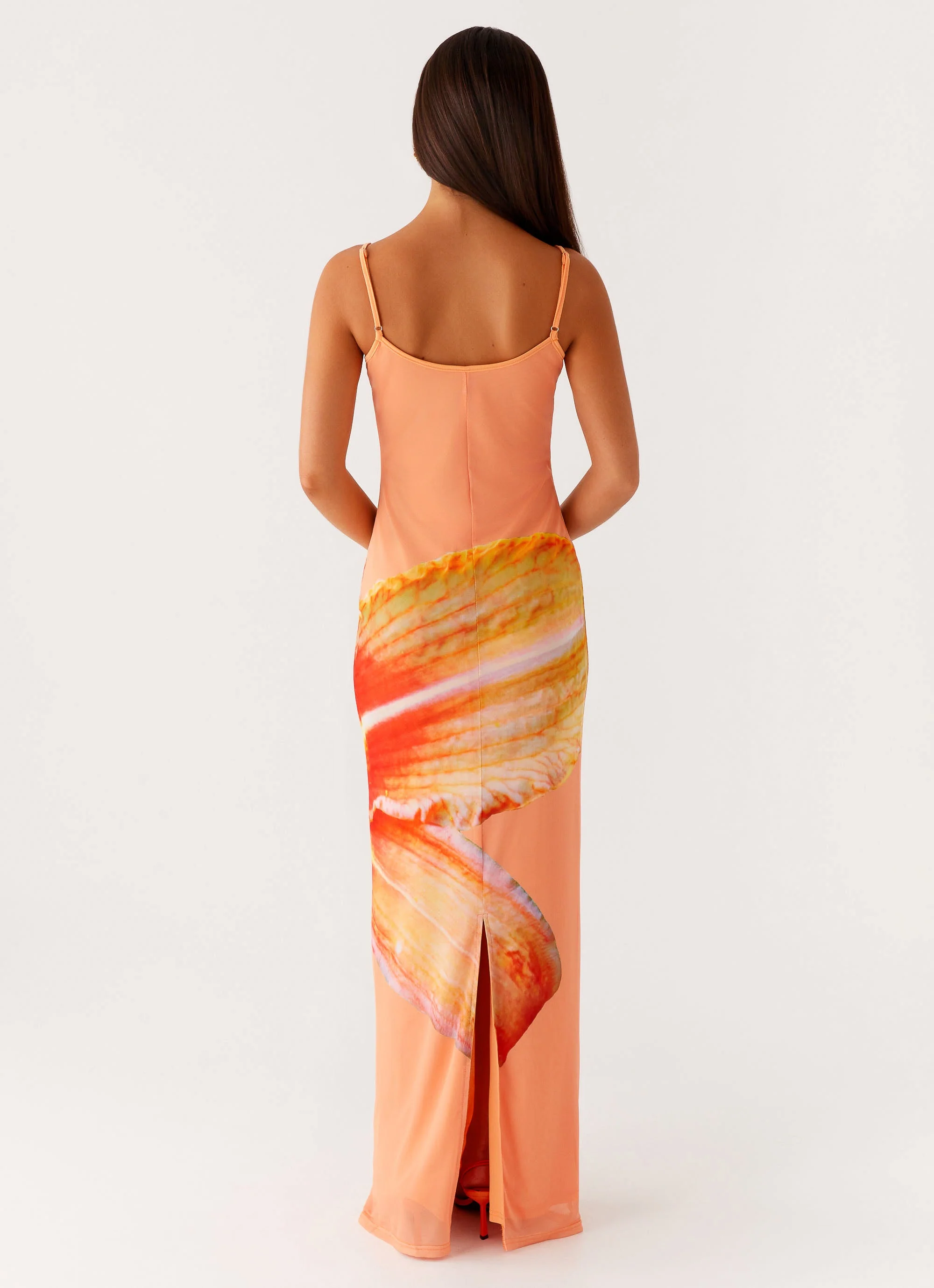 Bad News Mesh Maxi Dress - Orange Floral - Image 4