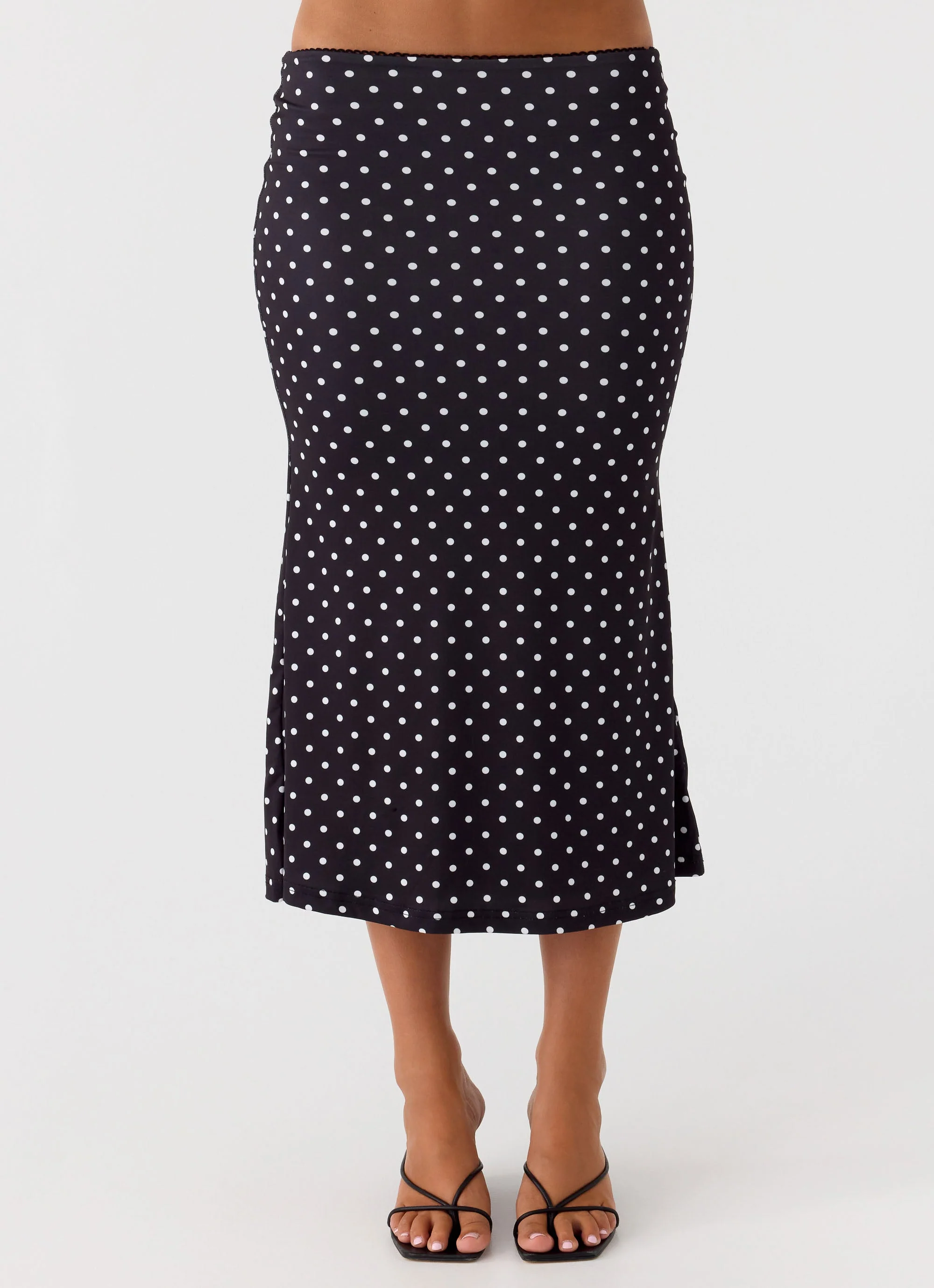 Bahama Low Rise Midi Skirt - Black Polkadot - Image 2