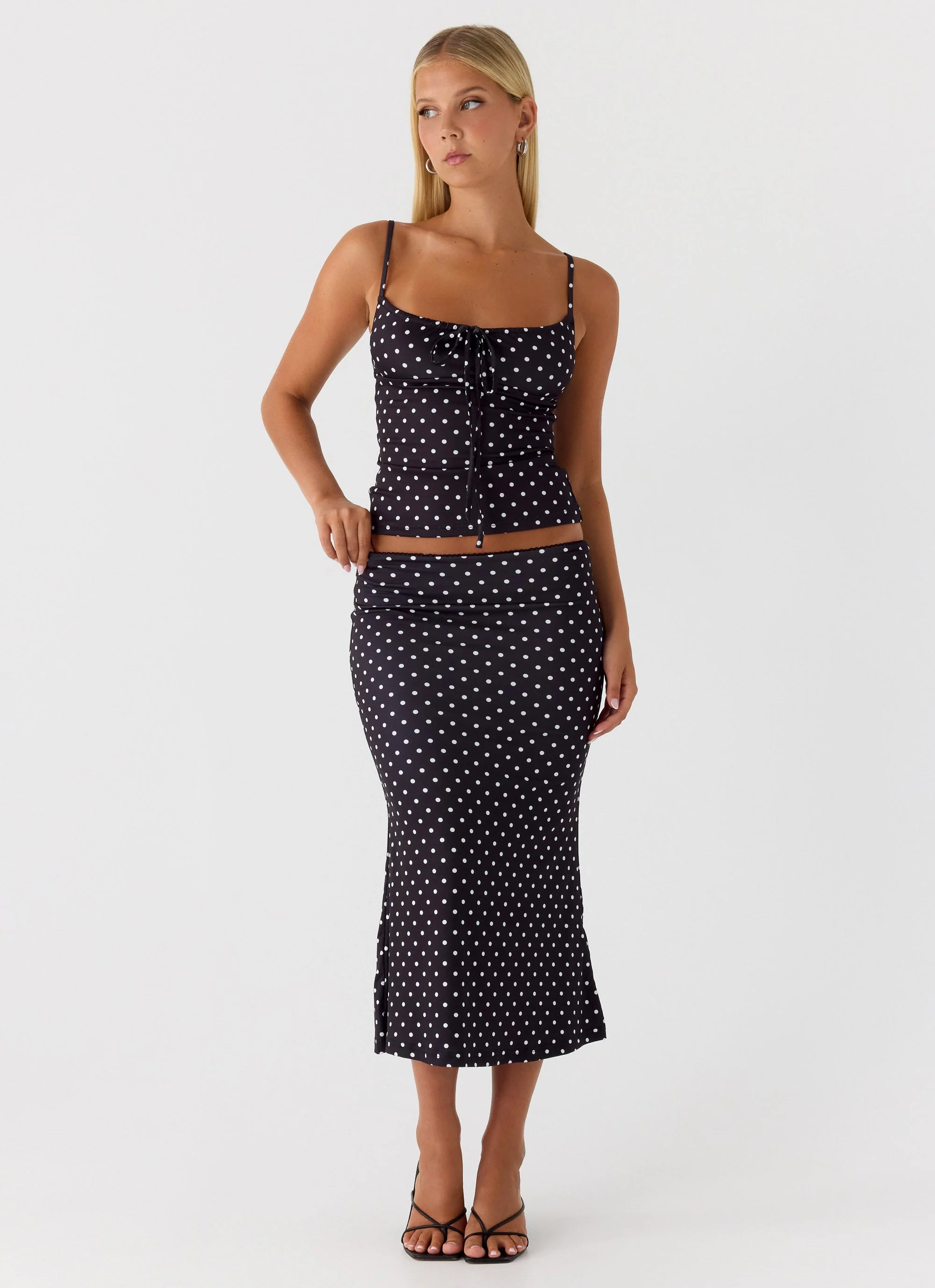 Bahama Low Rise Midi Skirt - Black Polkadot - Image 5