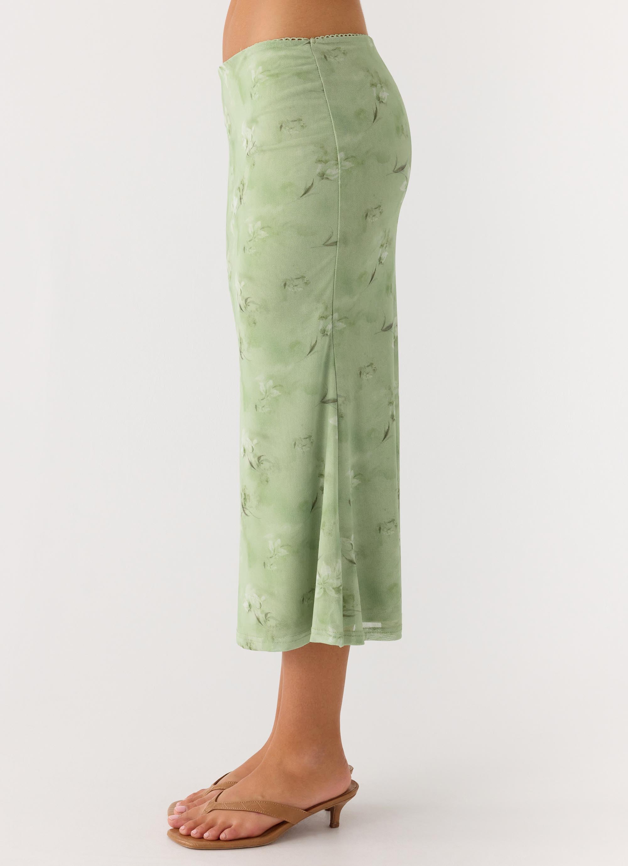 Bahama Low Rise Midi Skirt - Blurred Lime - Image 2