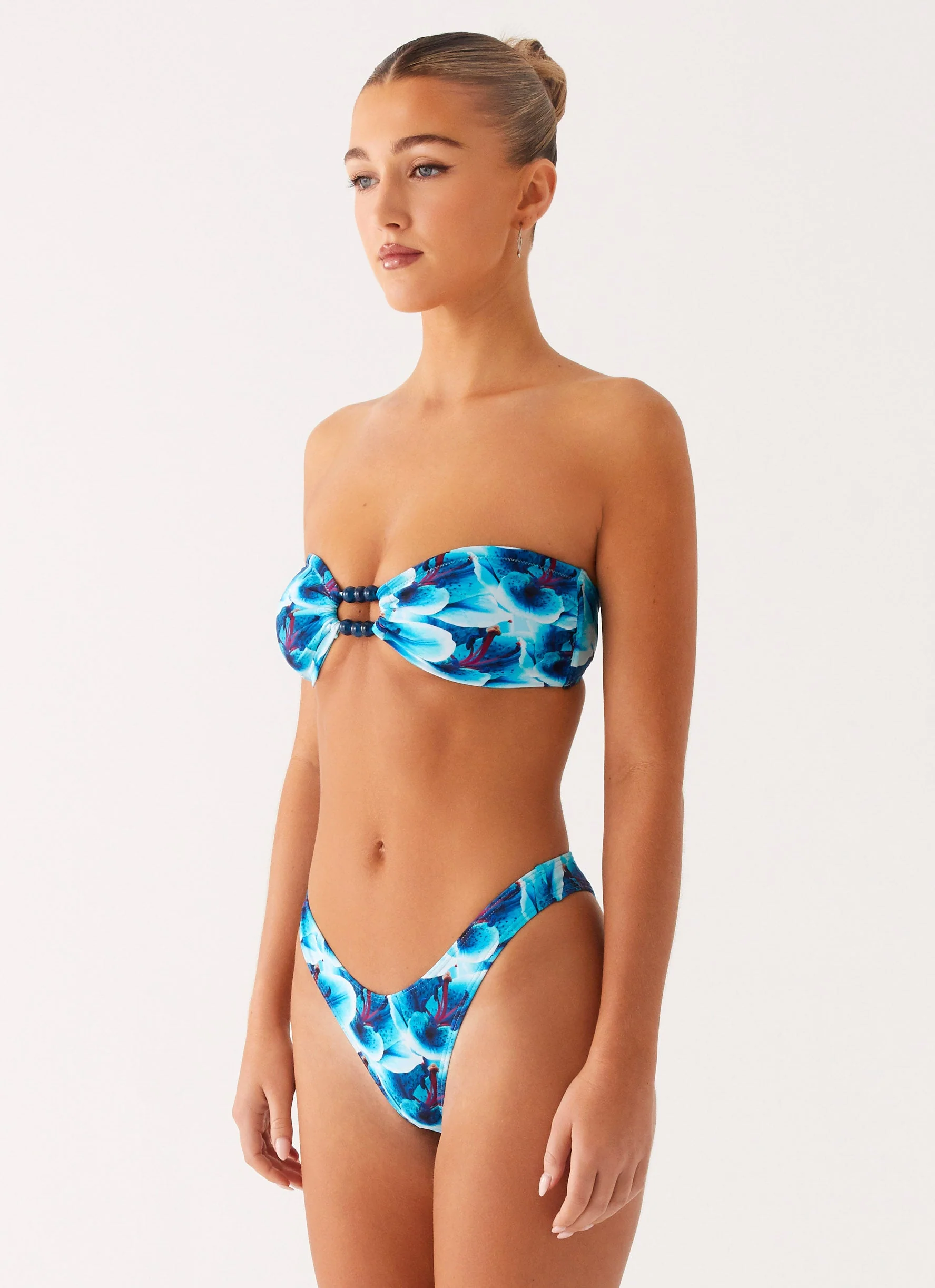 Beach Bound Strapless Bikini Top - Turquoise Floral - Image 5
