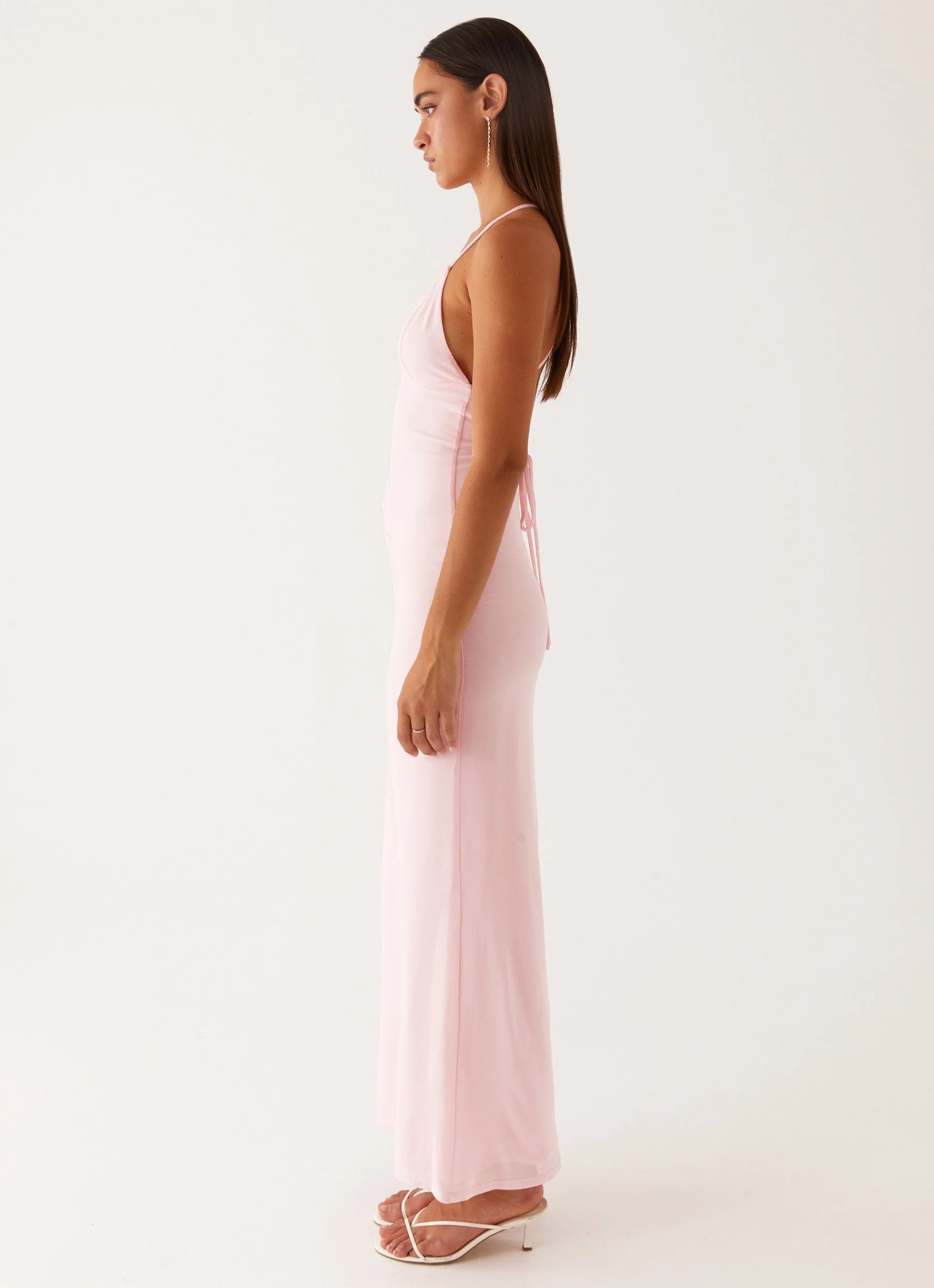 Beki Beaded Mesh Maxi Dress - Pink - Image 4