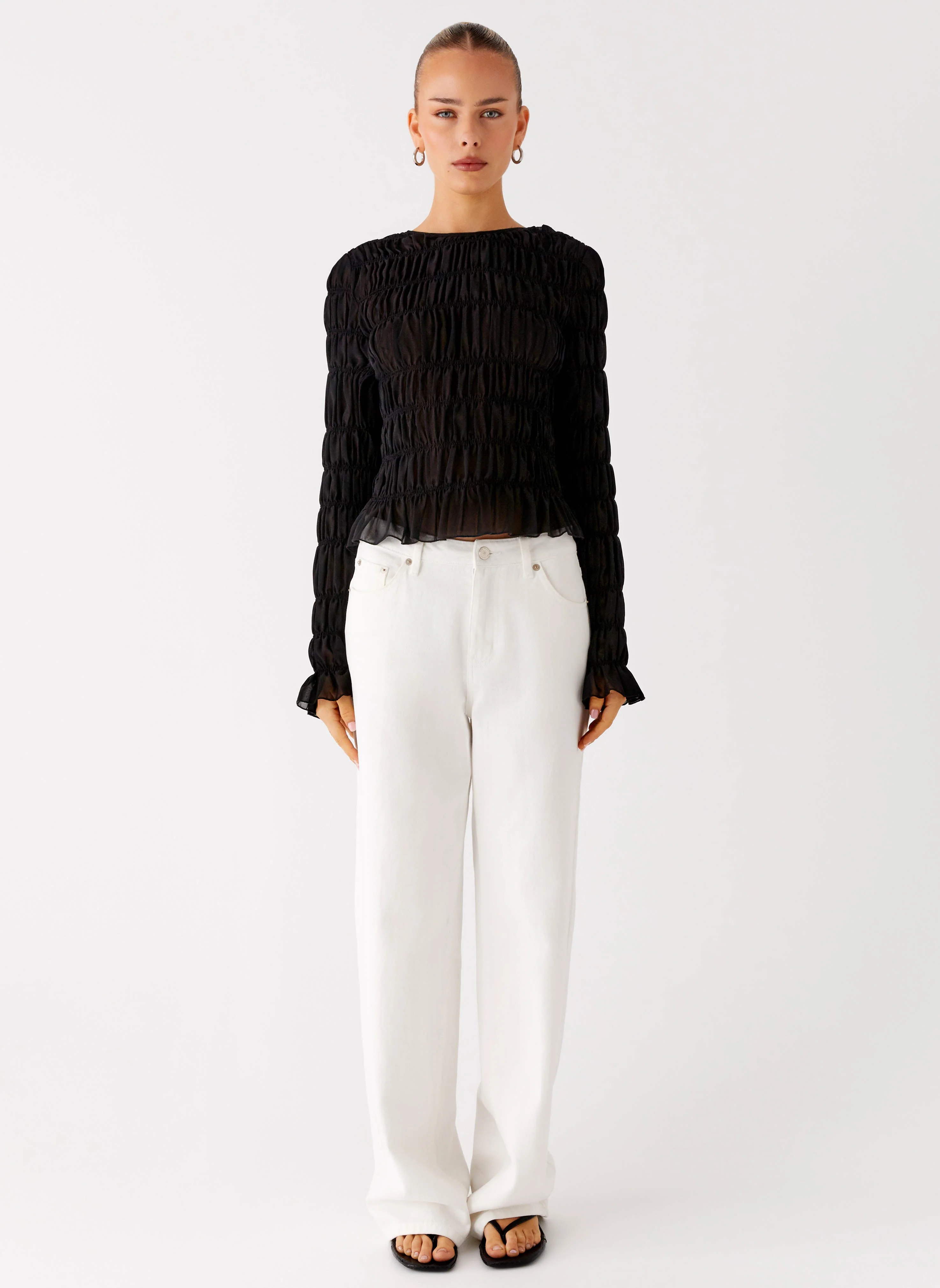 Bella Long Sleeve Top - Black - Image 2