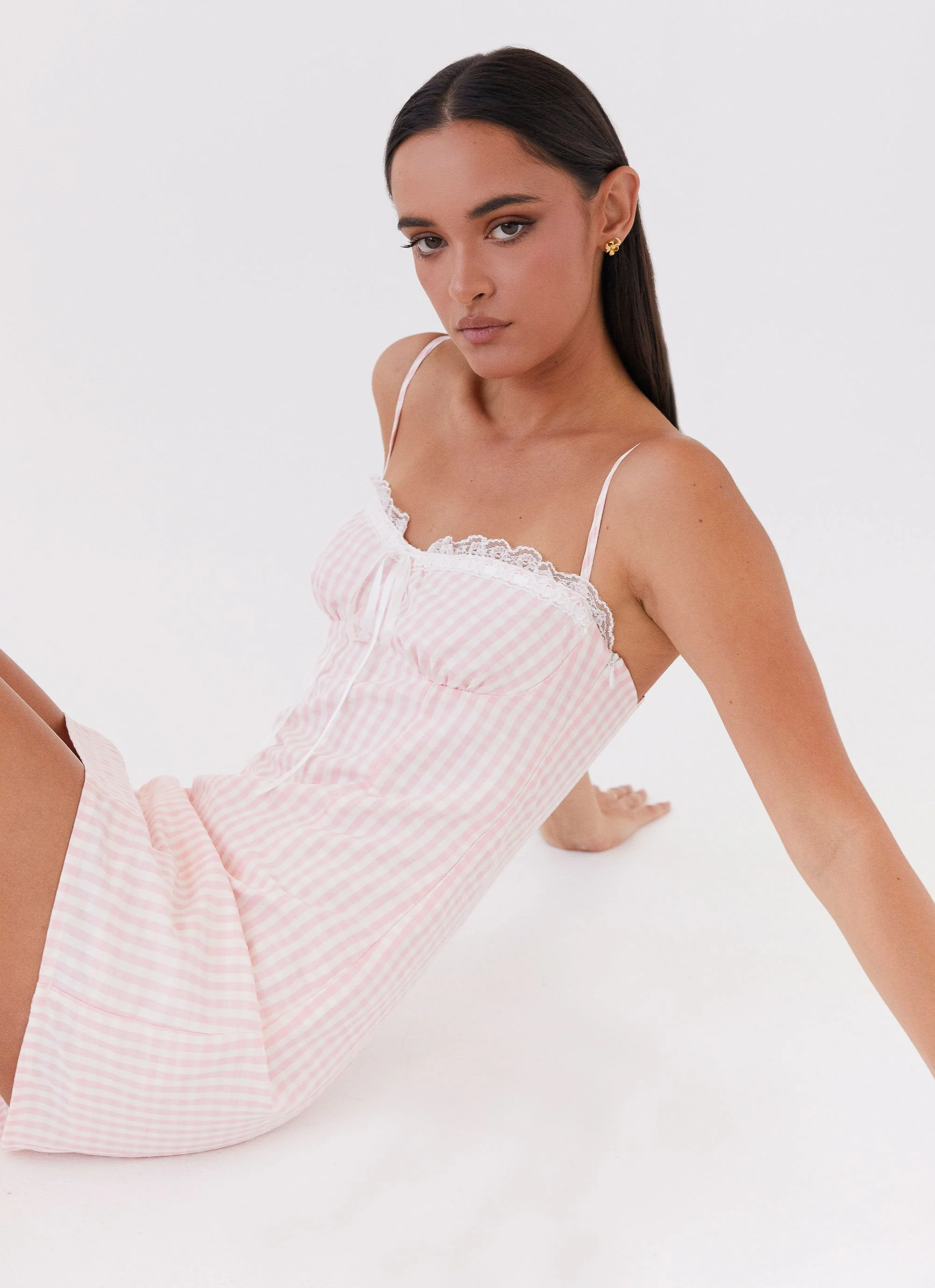 Bellissima Bustier Mini Dress - Pink Gingham - Image 5