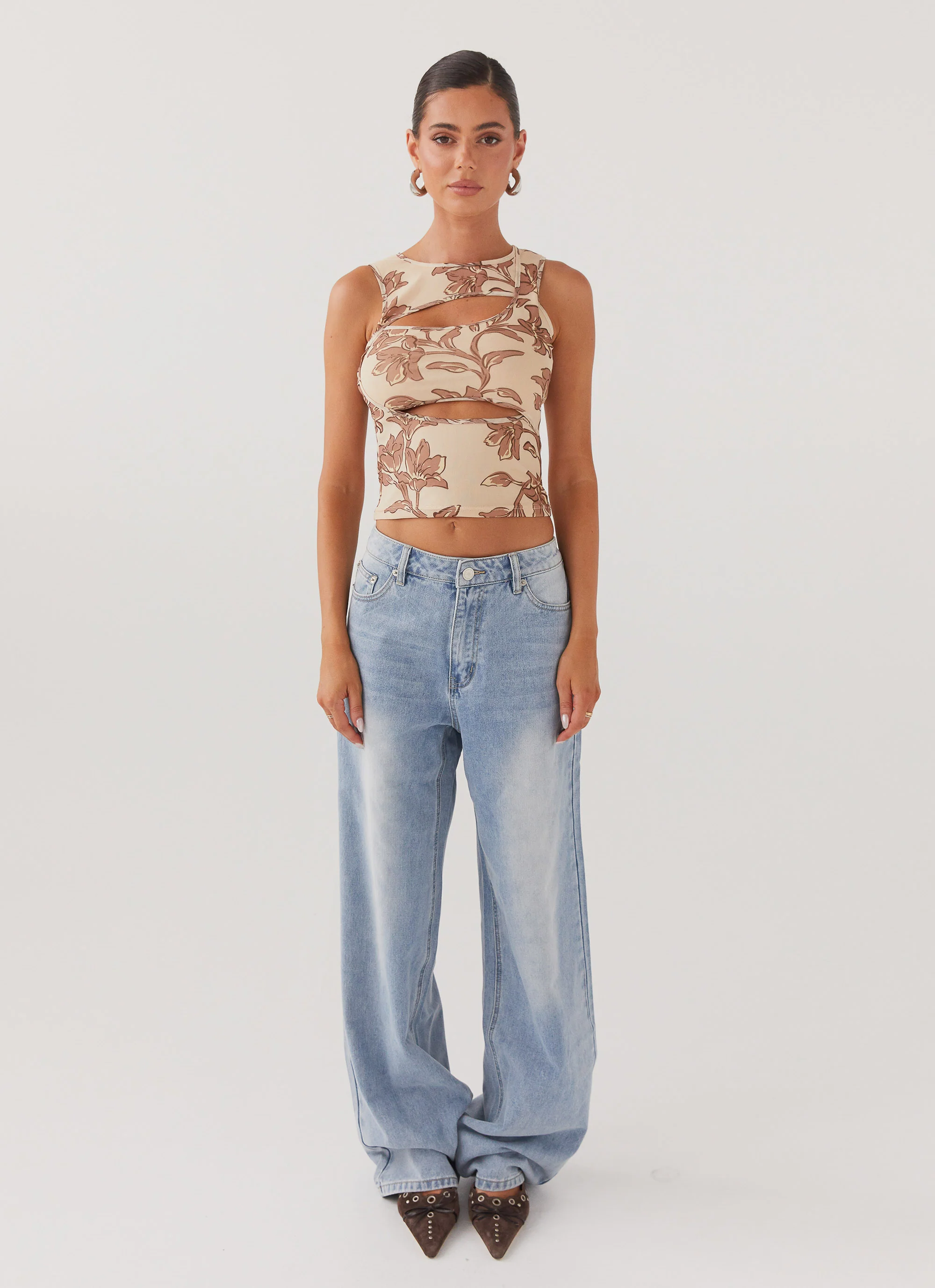 Beyond Cut Out Mesh Top - Hazel Bloom - Image 2