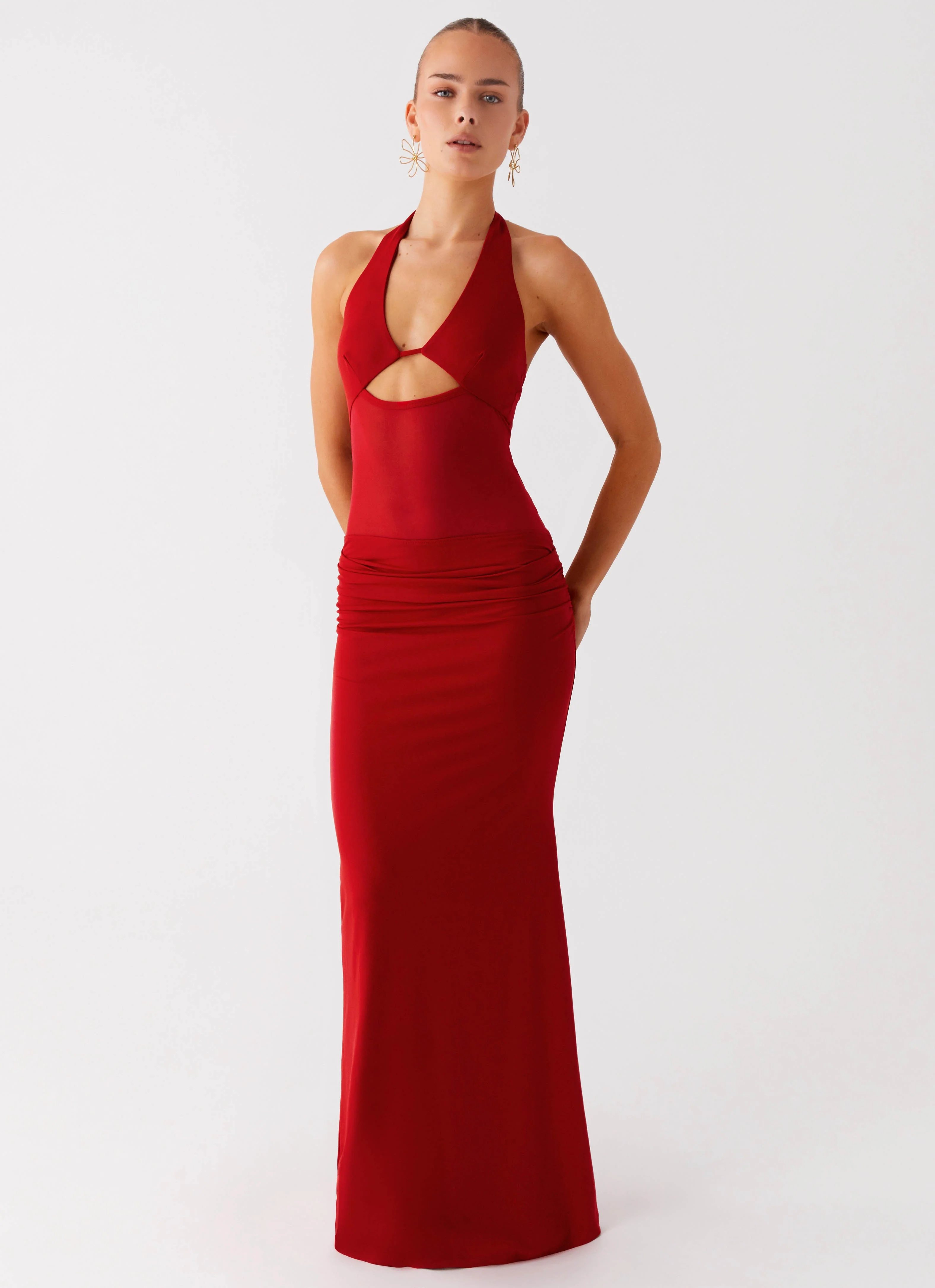 Billen Halter Maxi Dress - Red - Image 5