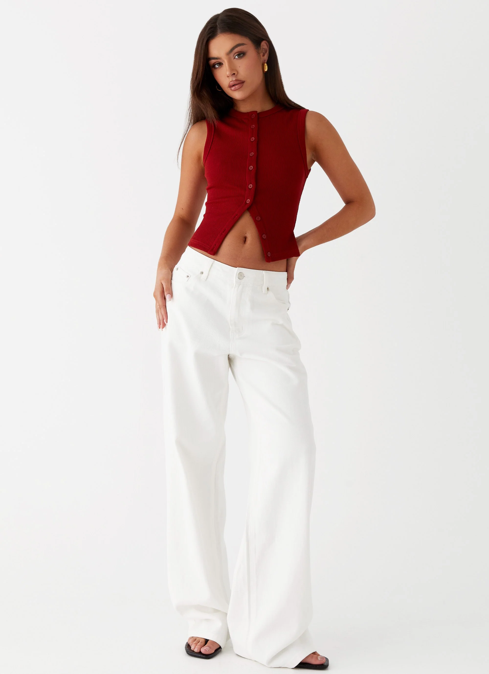 Blair Buttoned Tank Top - Ribbed Knit - Image 6