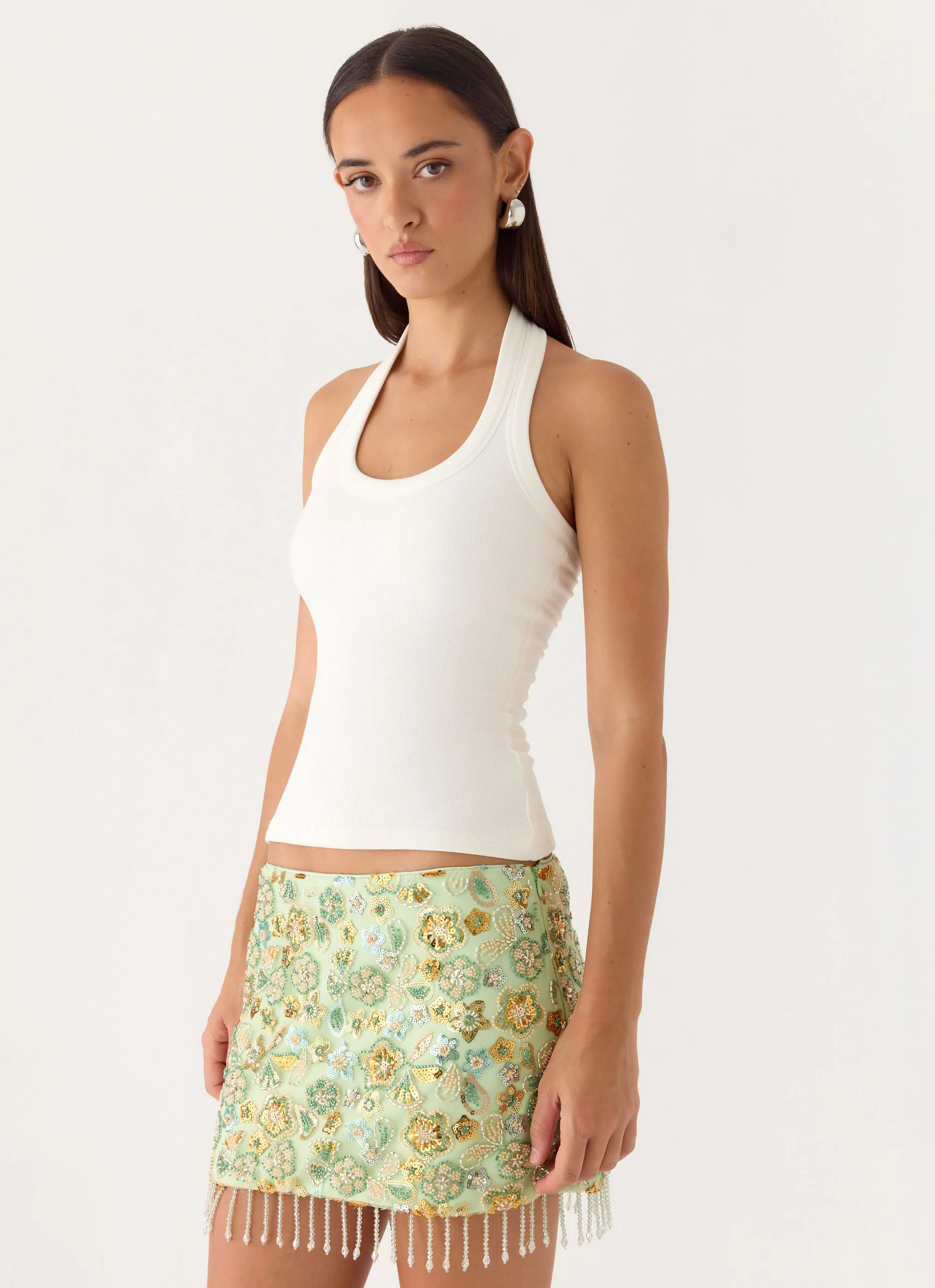 Bliss Beaded Mini Skirt - Lime - Image 5