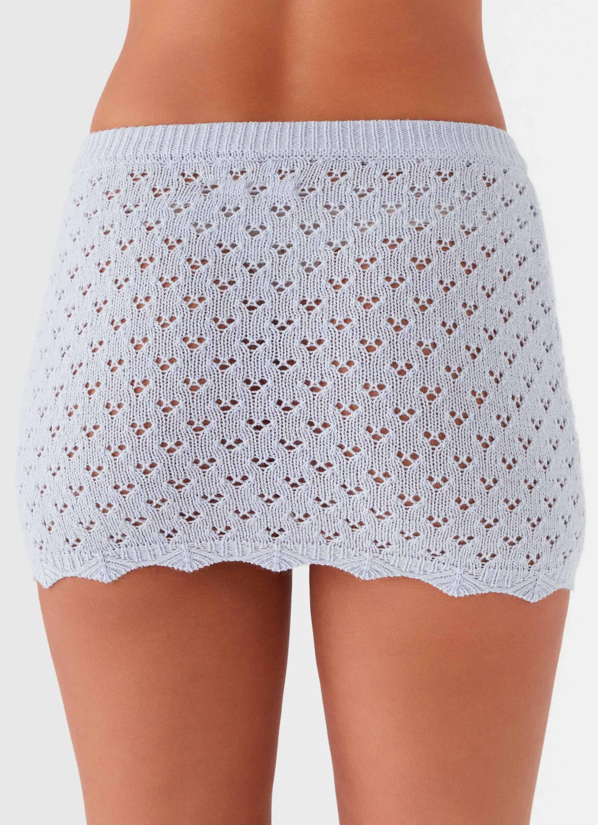Blue Bird Knit Mini Skirt - Blue Dusk - Image 4