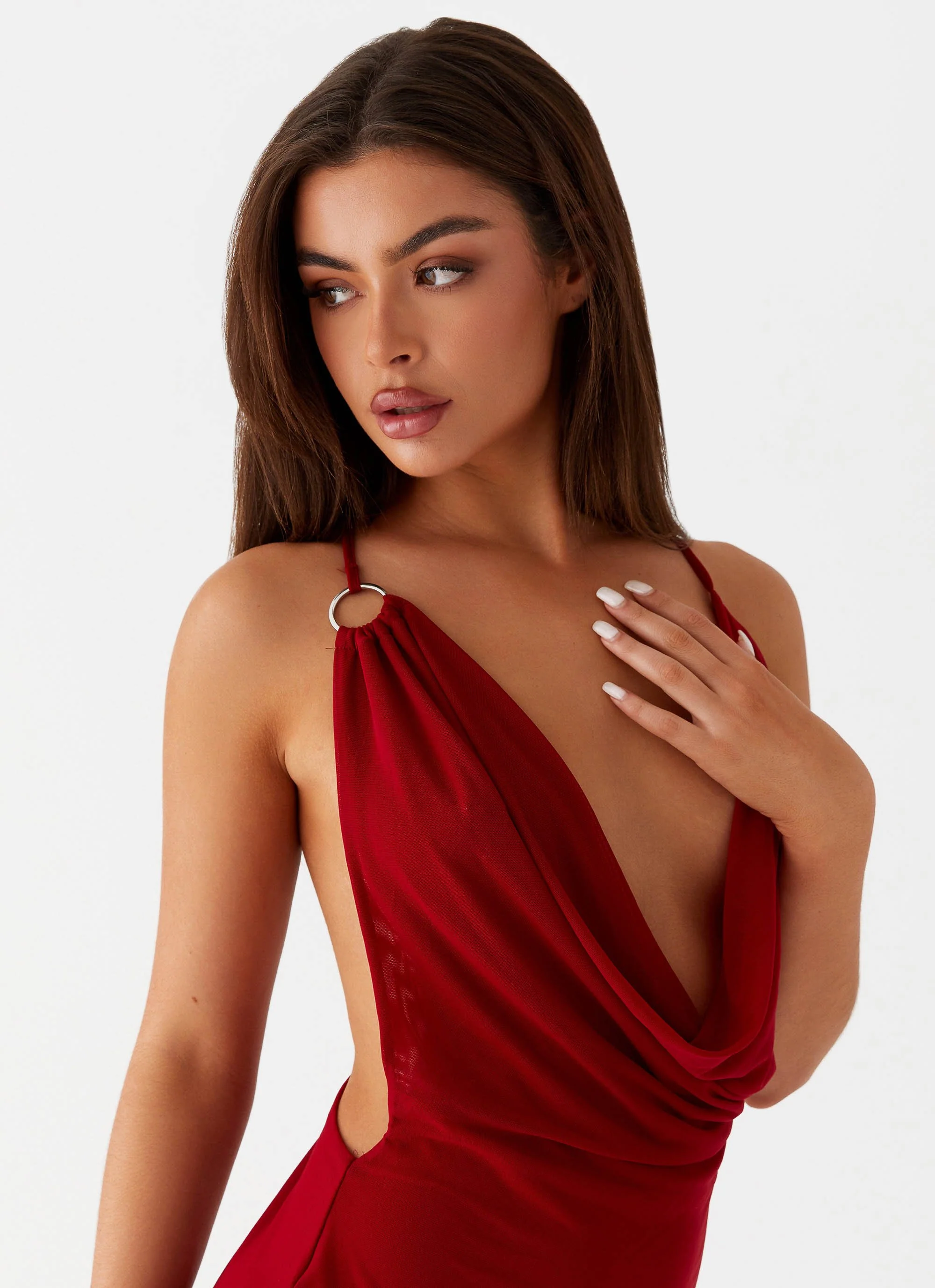 Bohemian Bliss Mesh Mini Dress - Red - Image 6