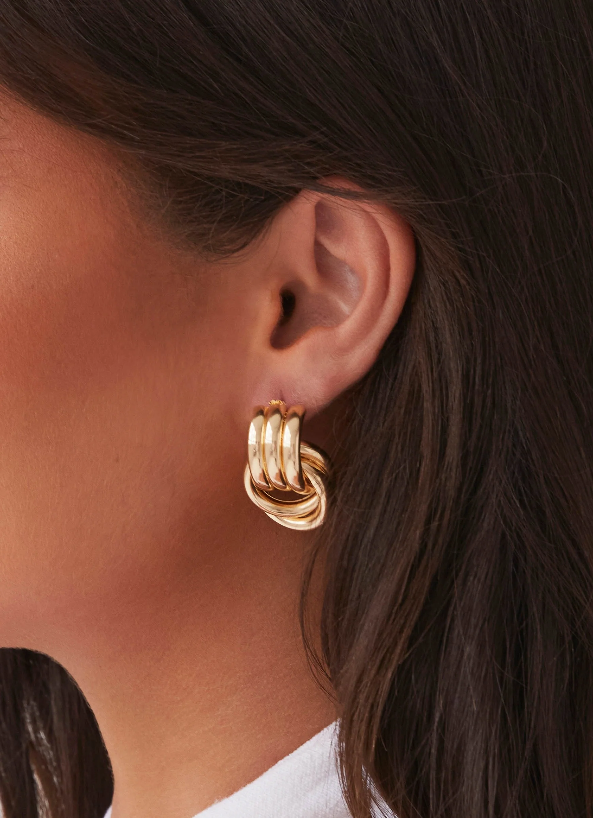 Bold Step Cuff Earrings - Gold - Image 4