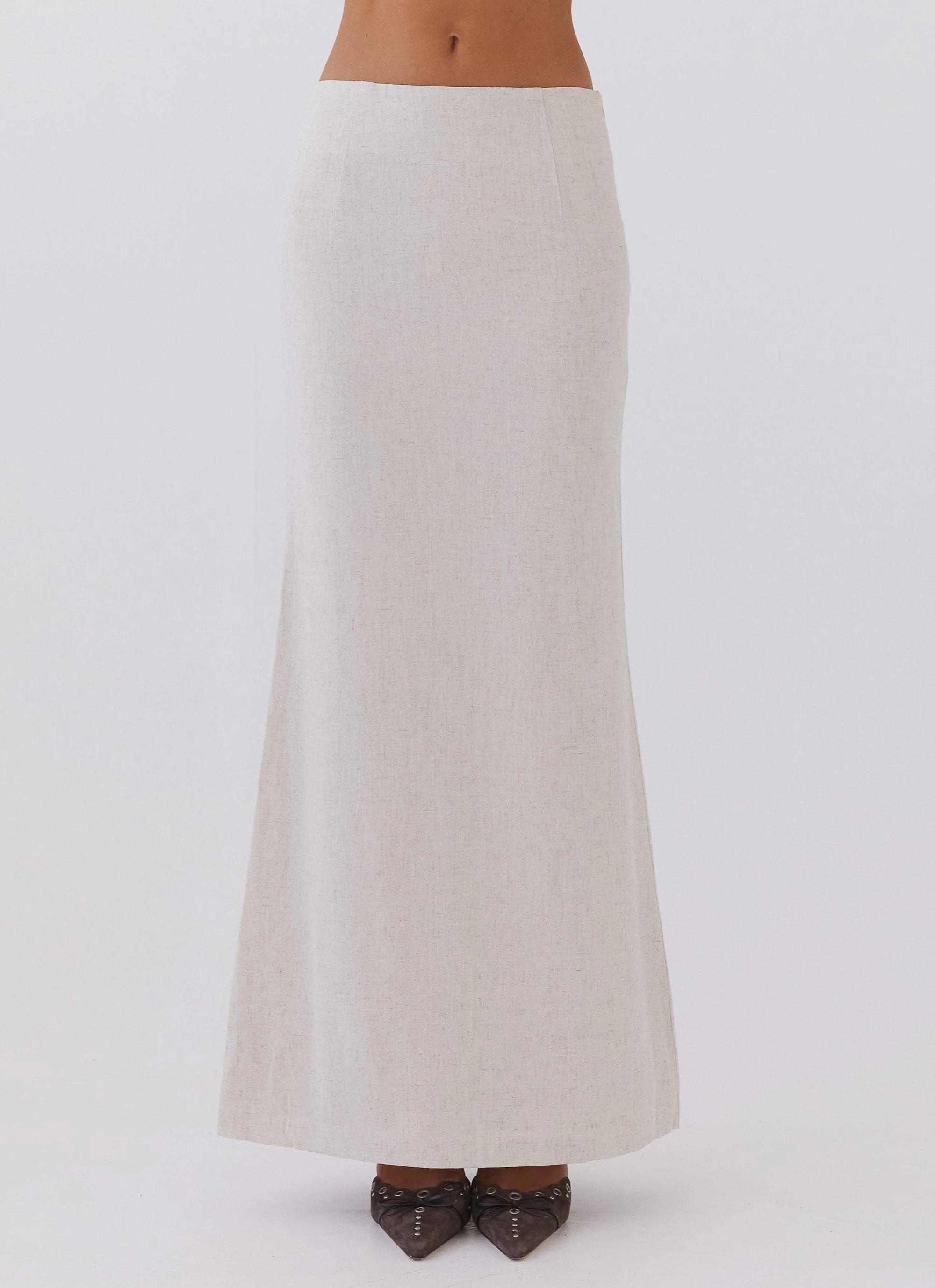 Born For Bordeaux Linen Midi Skirt - Oatmeal - Image 2