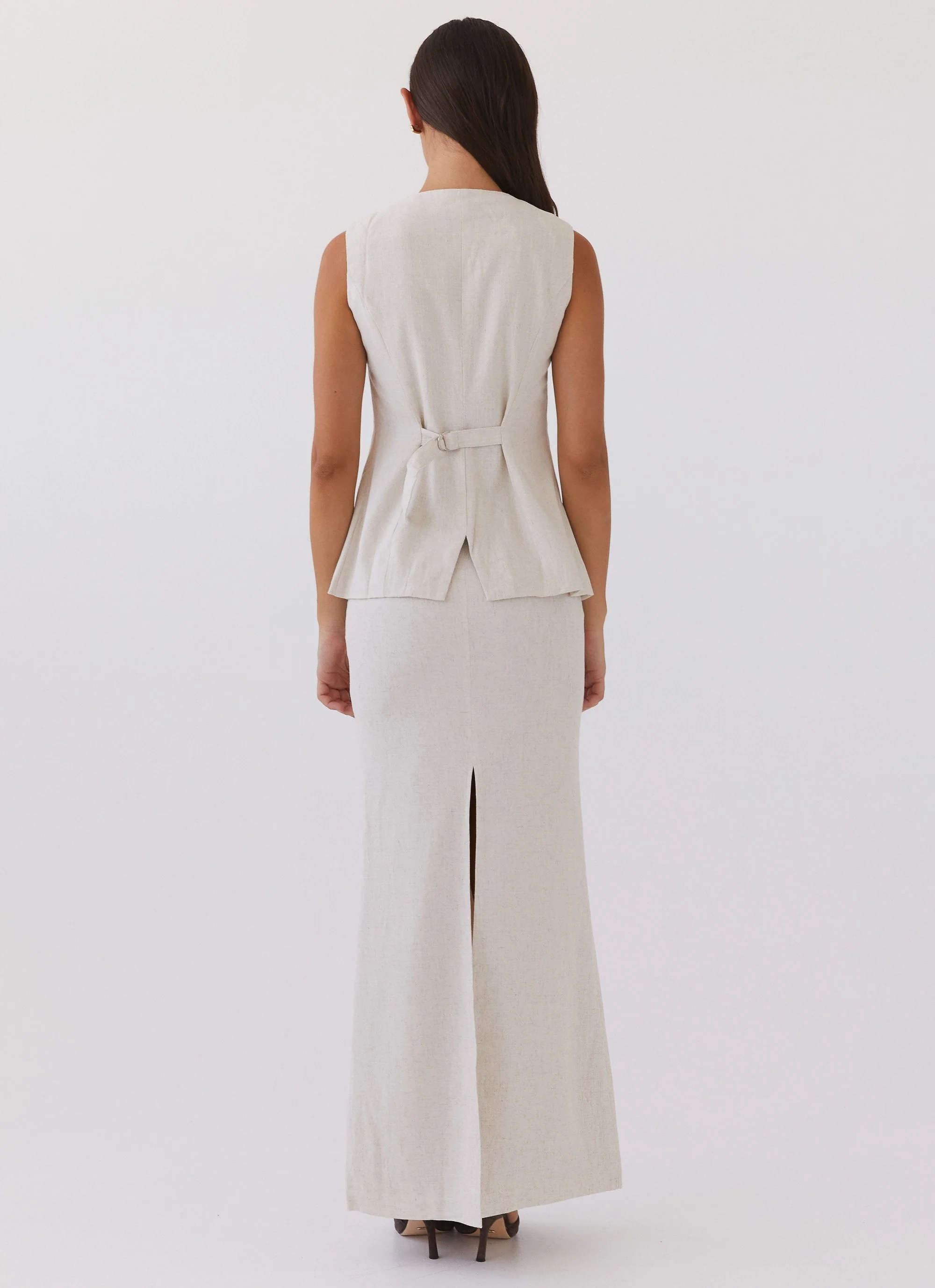 Born For Bordeaux Linen Midi Skirt - Oatmeal - Image 4