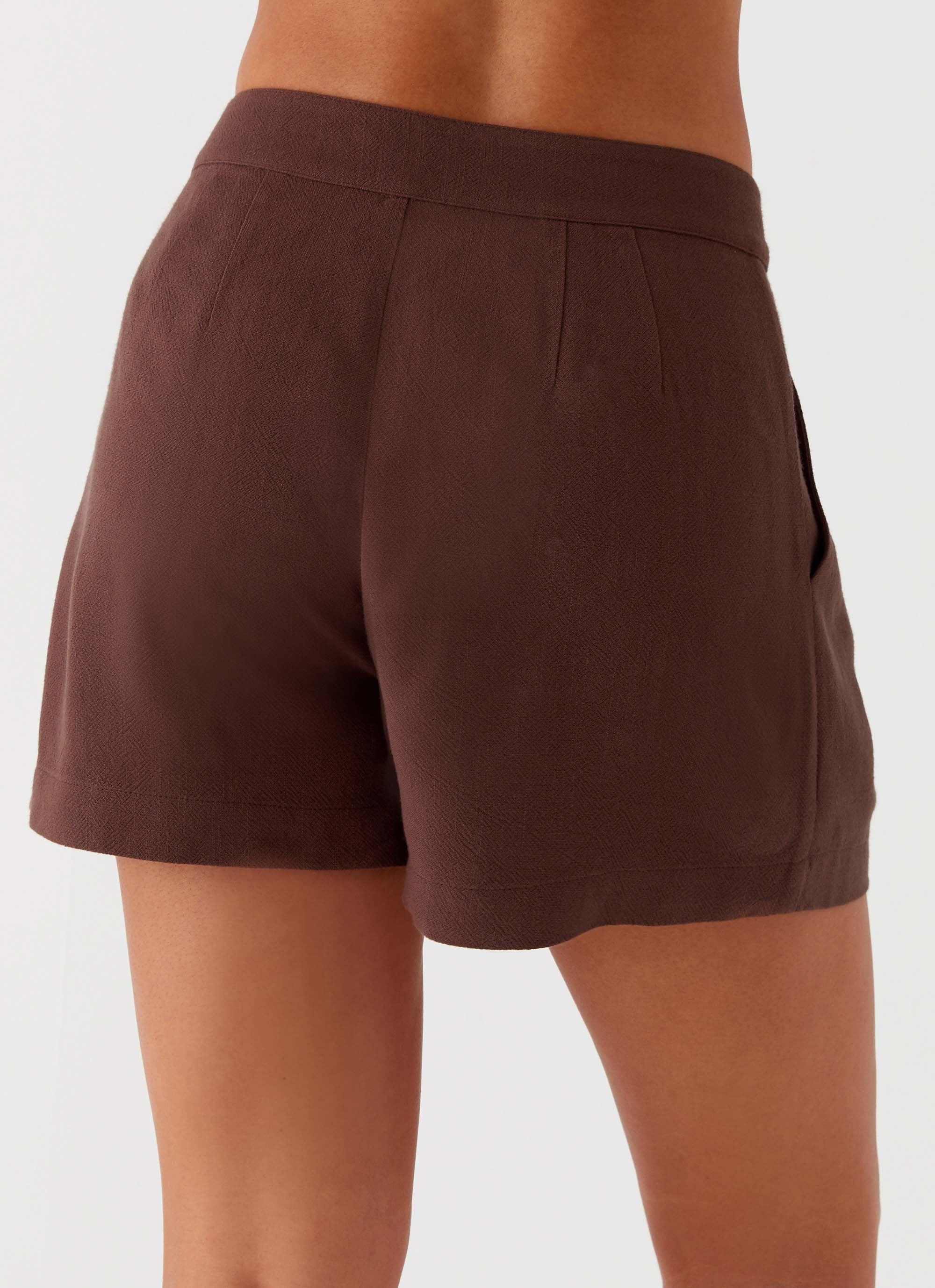 Born For Bordeaux Linen Shorts - Brown - Image 4