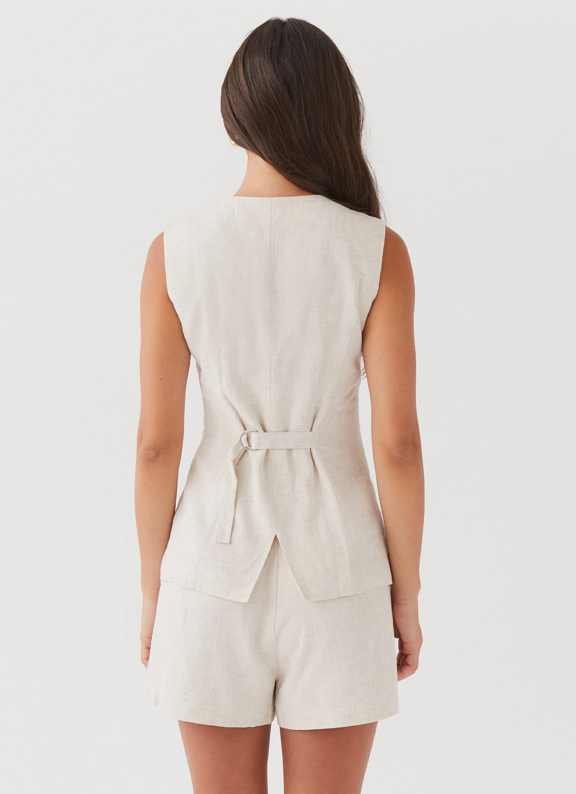 Born For Bordeaux Linen Vest - Oatmeal - Image 5