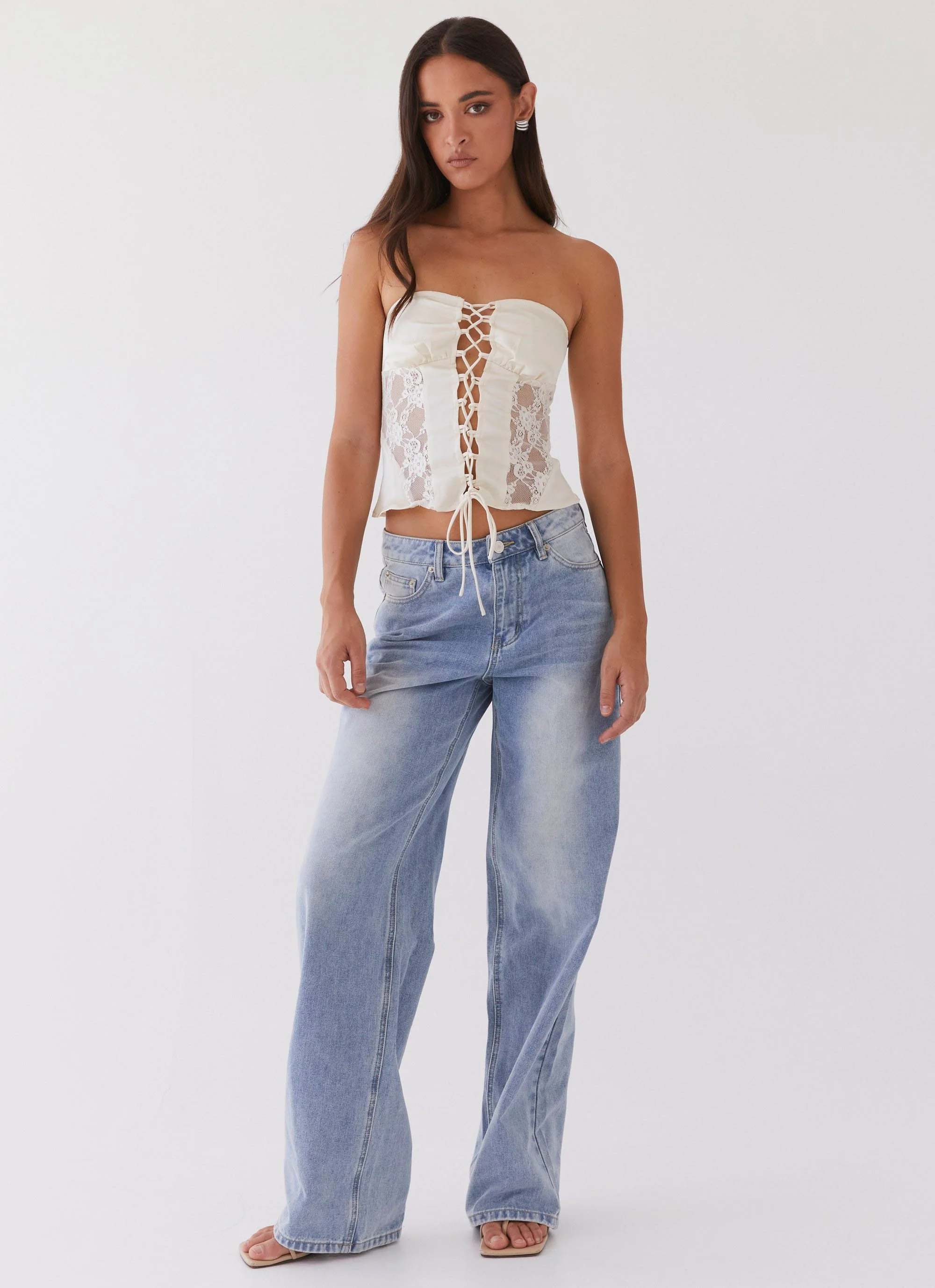 Brandi Lace Up Top - Antique - Image 2