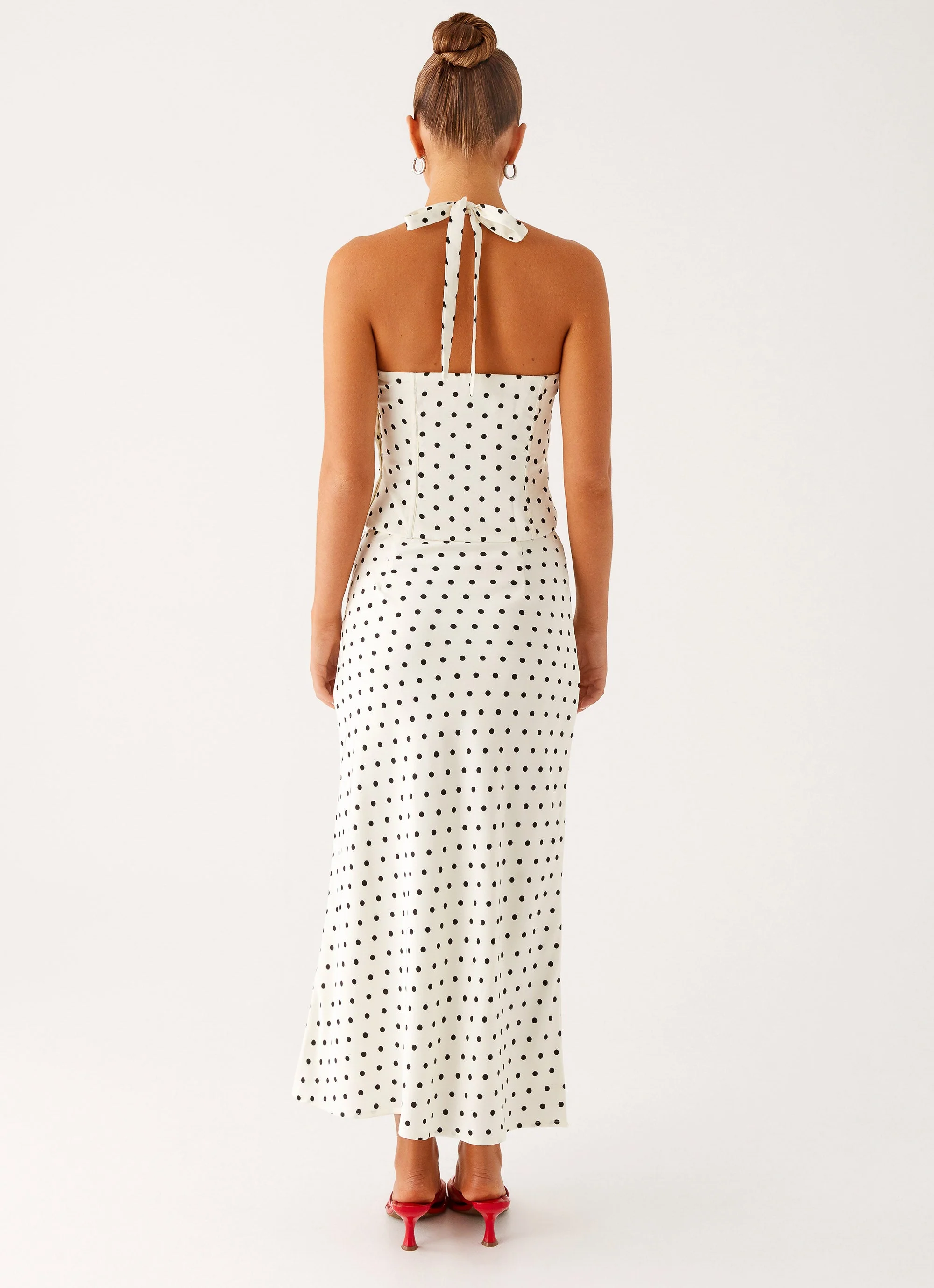 Breanne Midi Skirt - White Polka Dot - Image 6