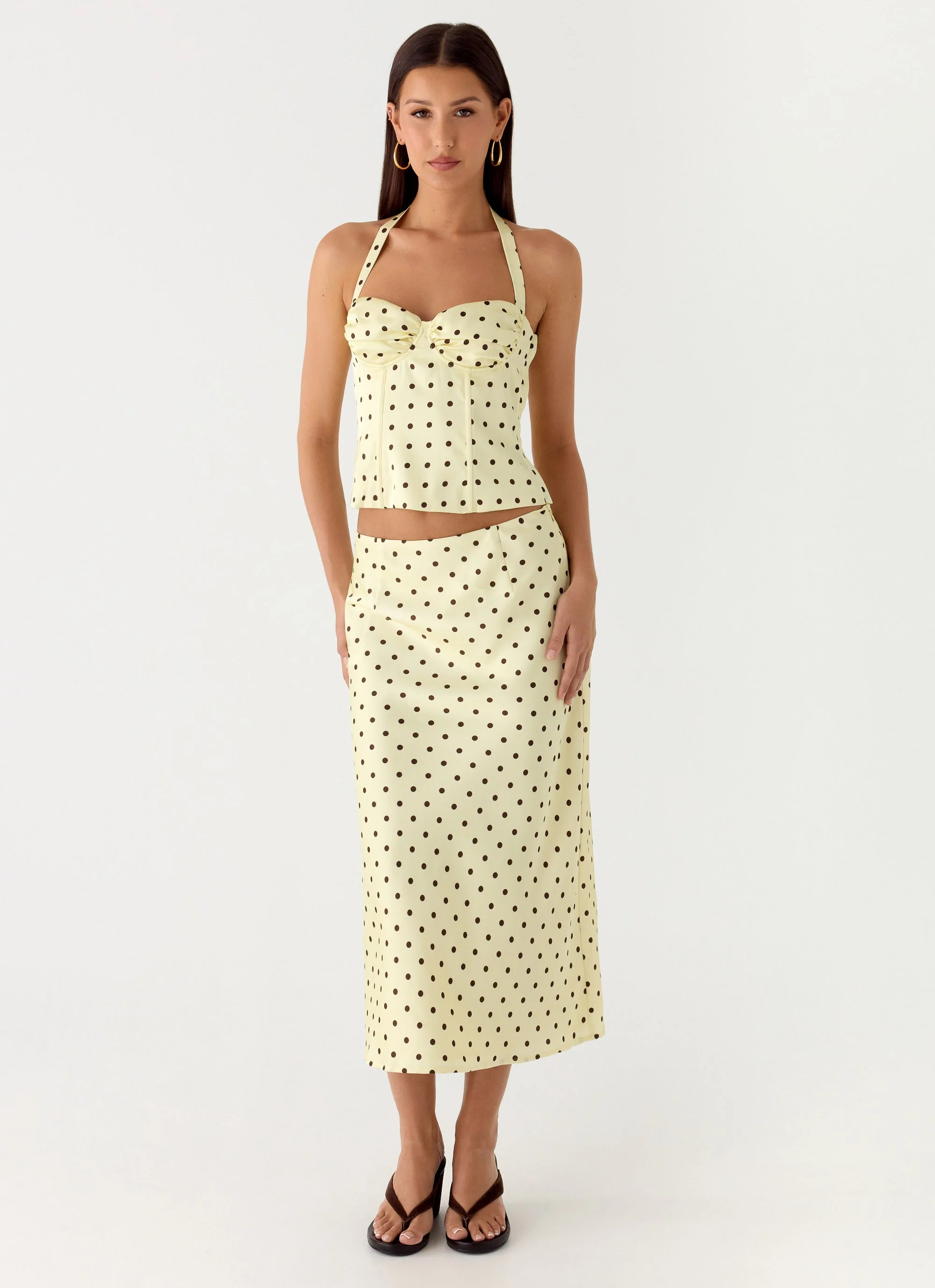 Breanne Midi Skirt - Yellow Polka Dot - Image 6