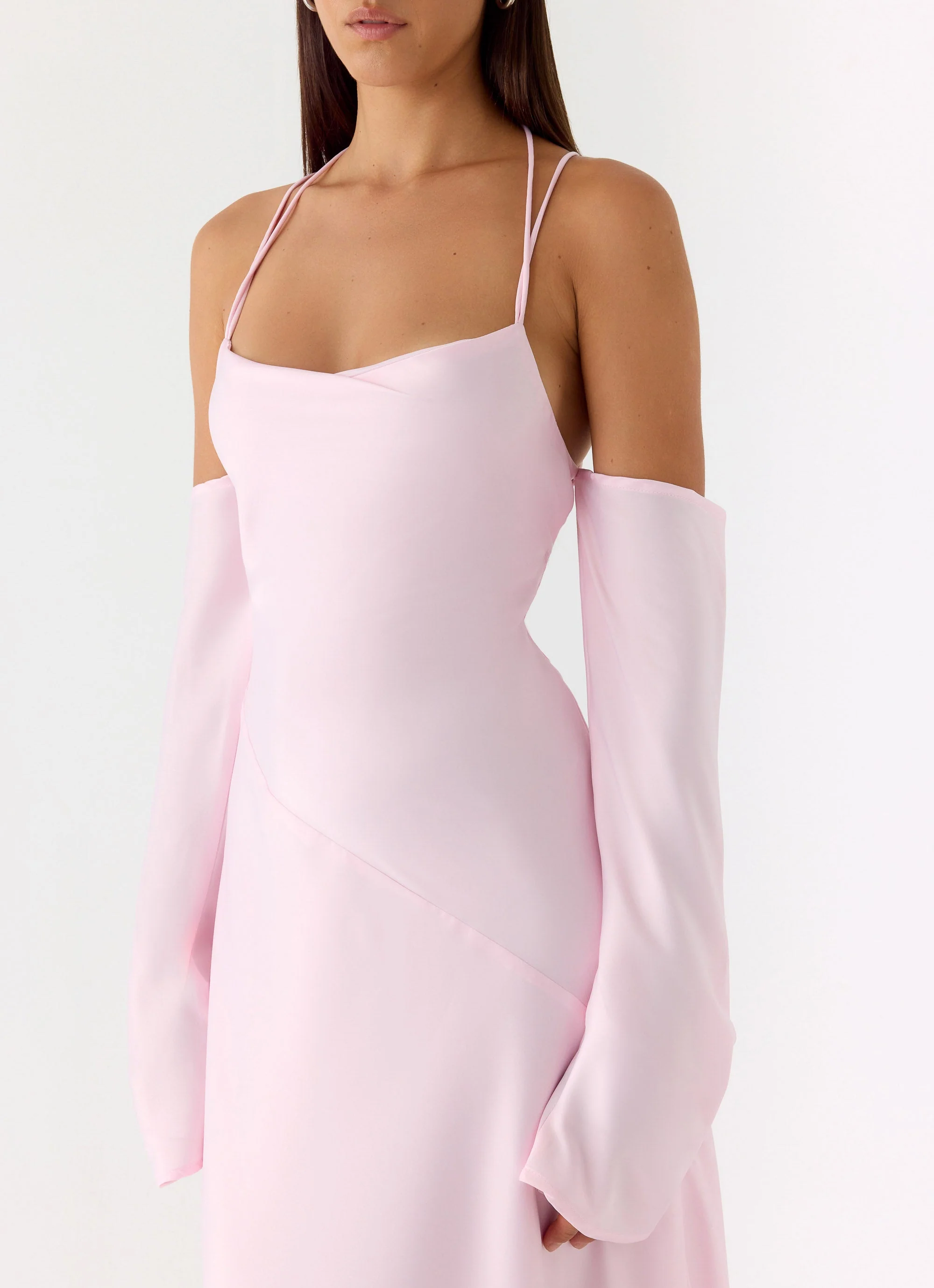 Breathe Me Long Sleeve Maxi Dress - Baby Pink - Image 5