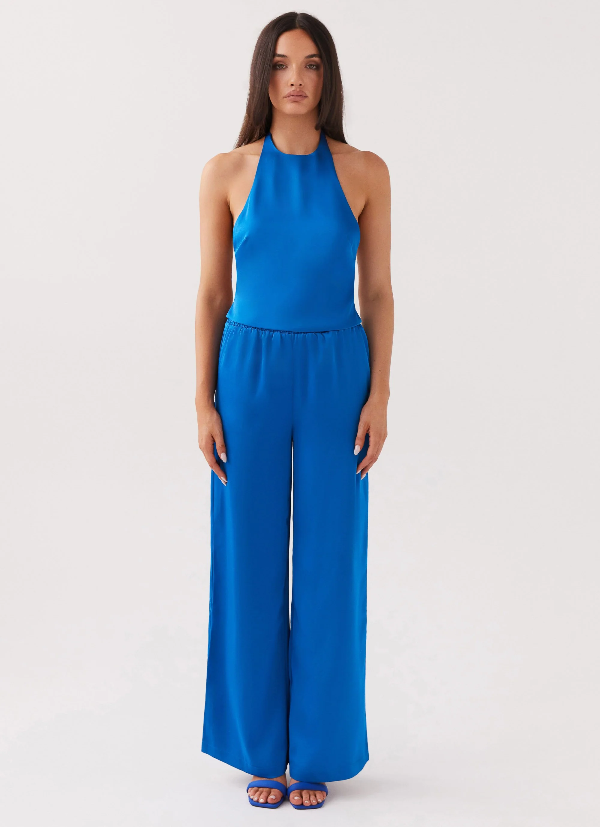 Bree Satin Halterneck Top - Cobalt - Image 3