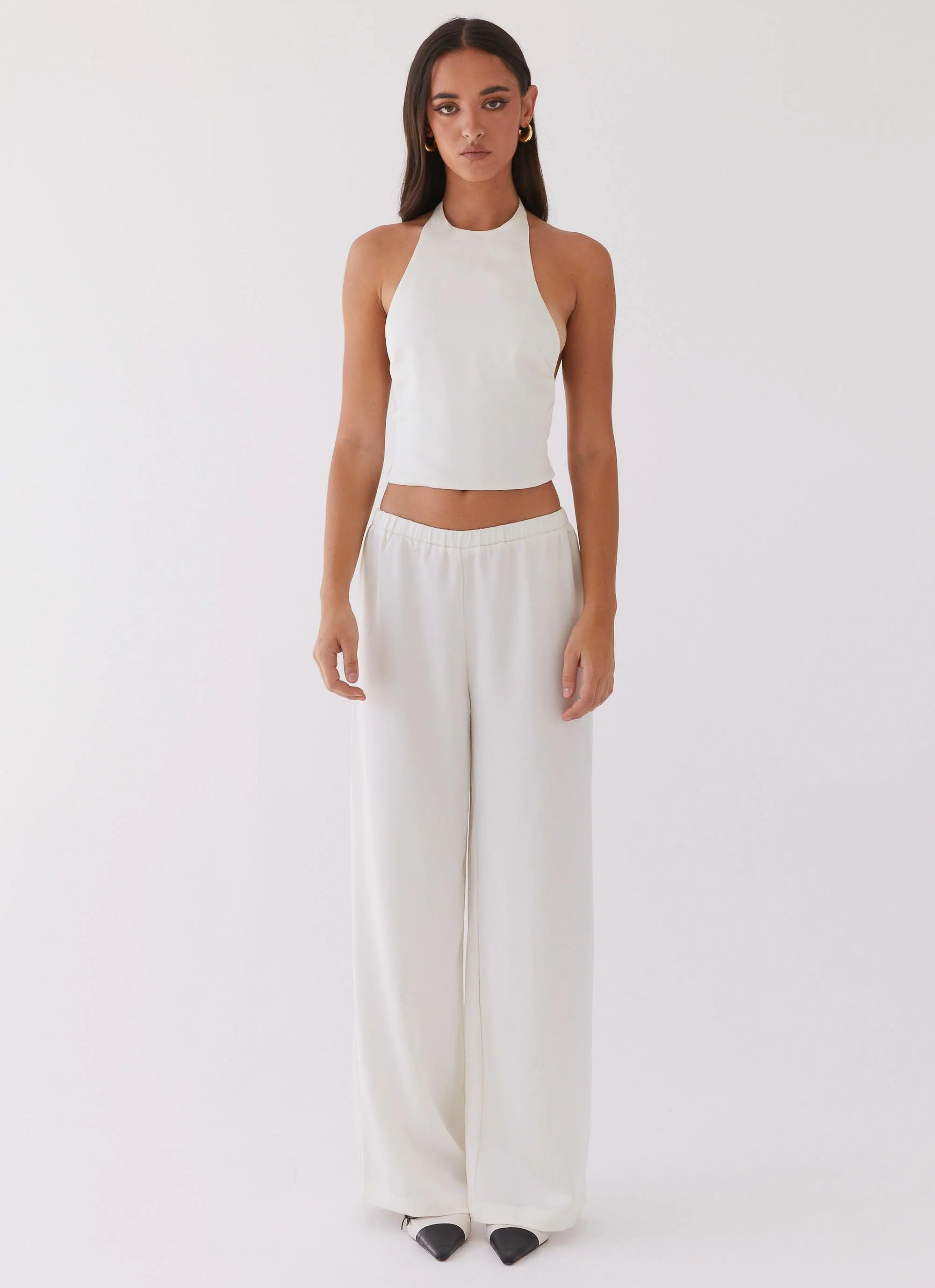 Bree Satin Halterneck Top - Pearl - Image 2