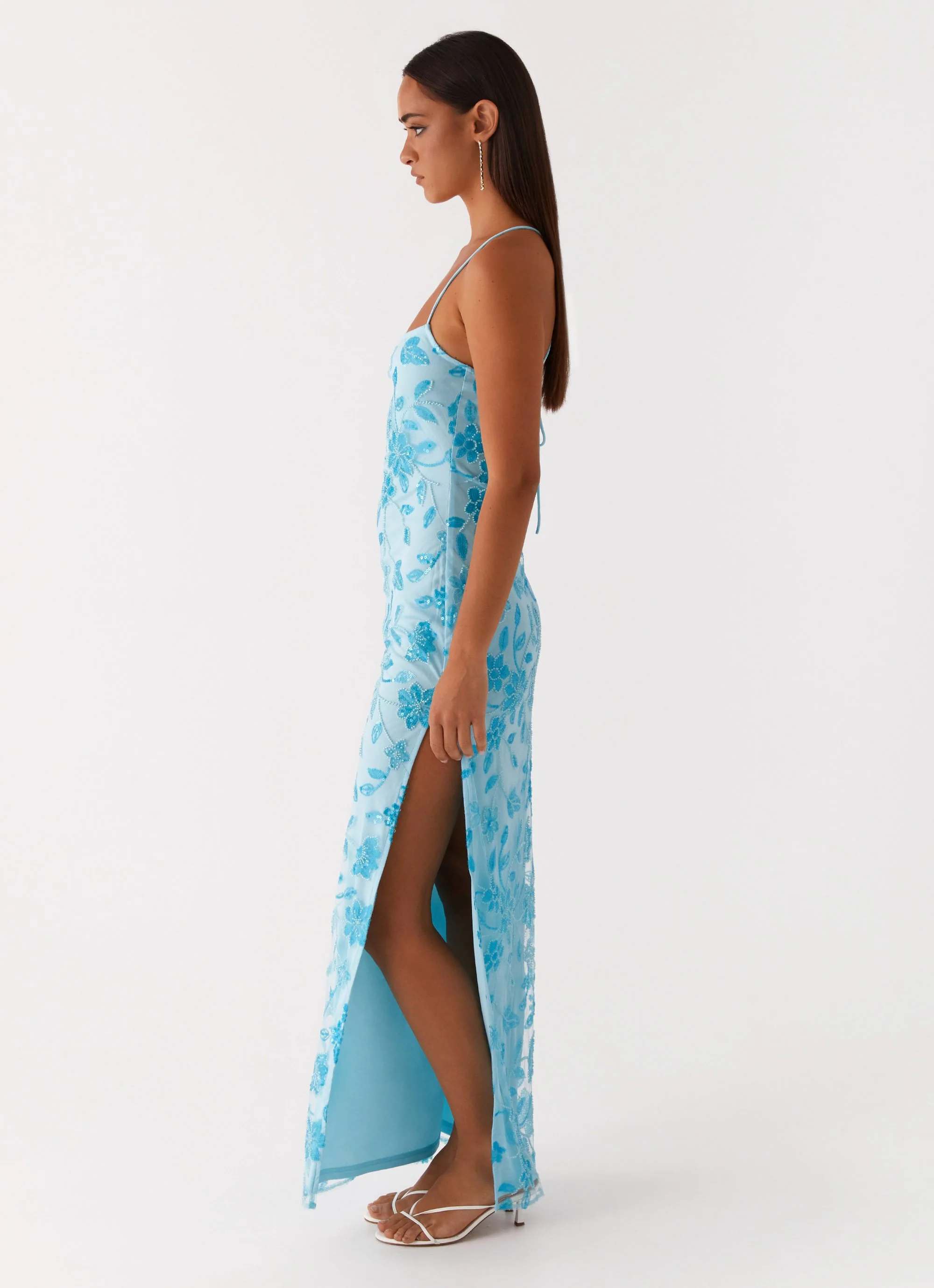 Bright Lights Beaded Maxi Dress - Blue - Image 5