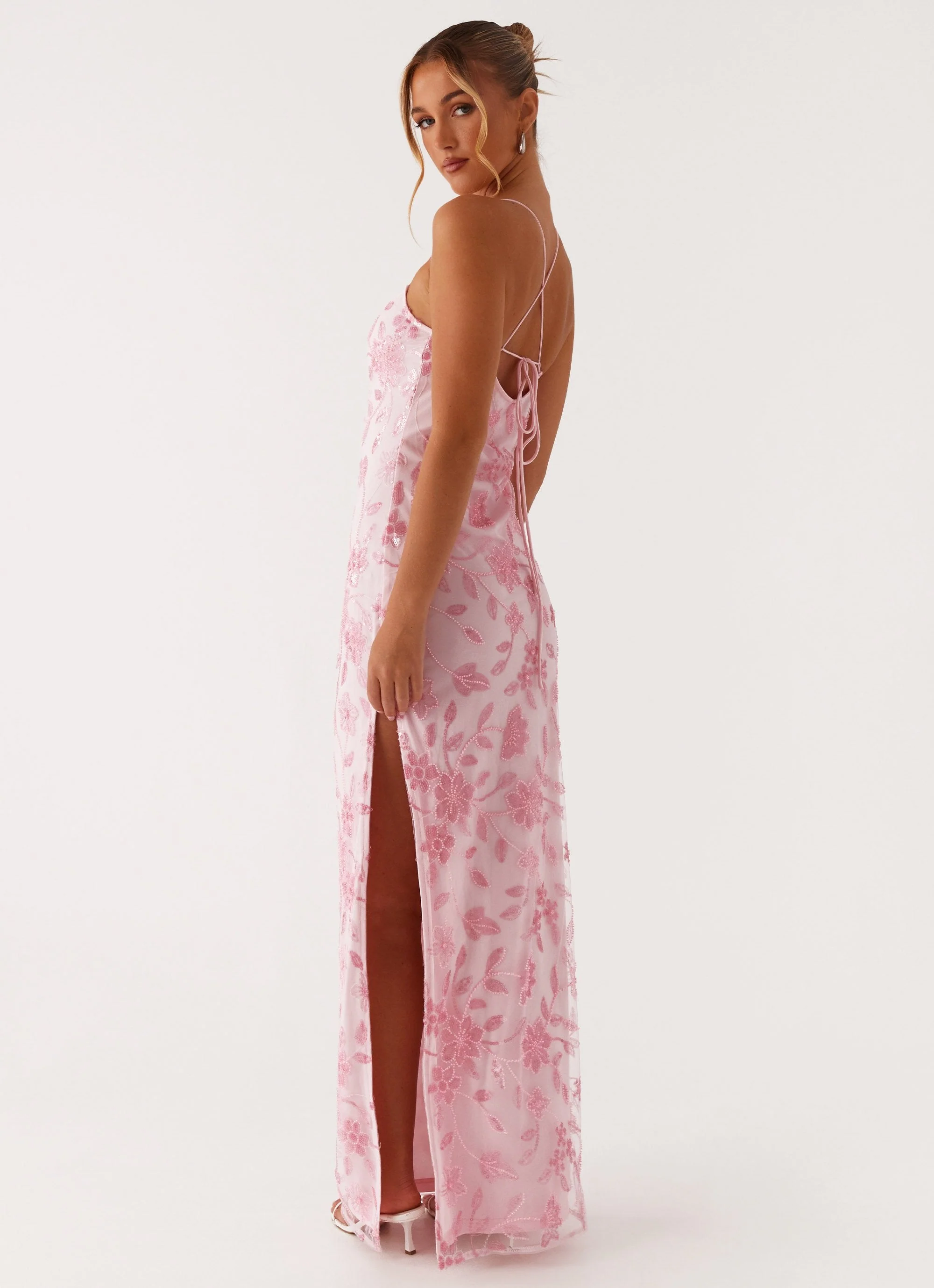 Bright Lights Beaded Maxi Dress - Pink - Image 5