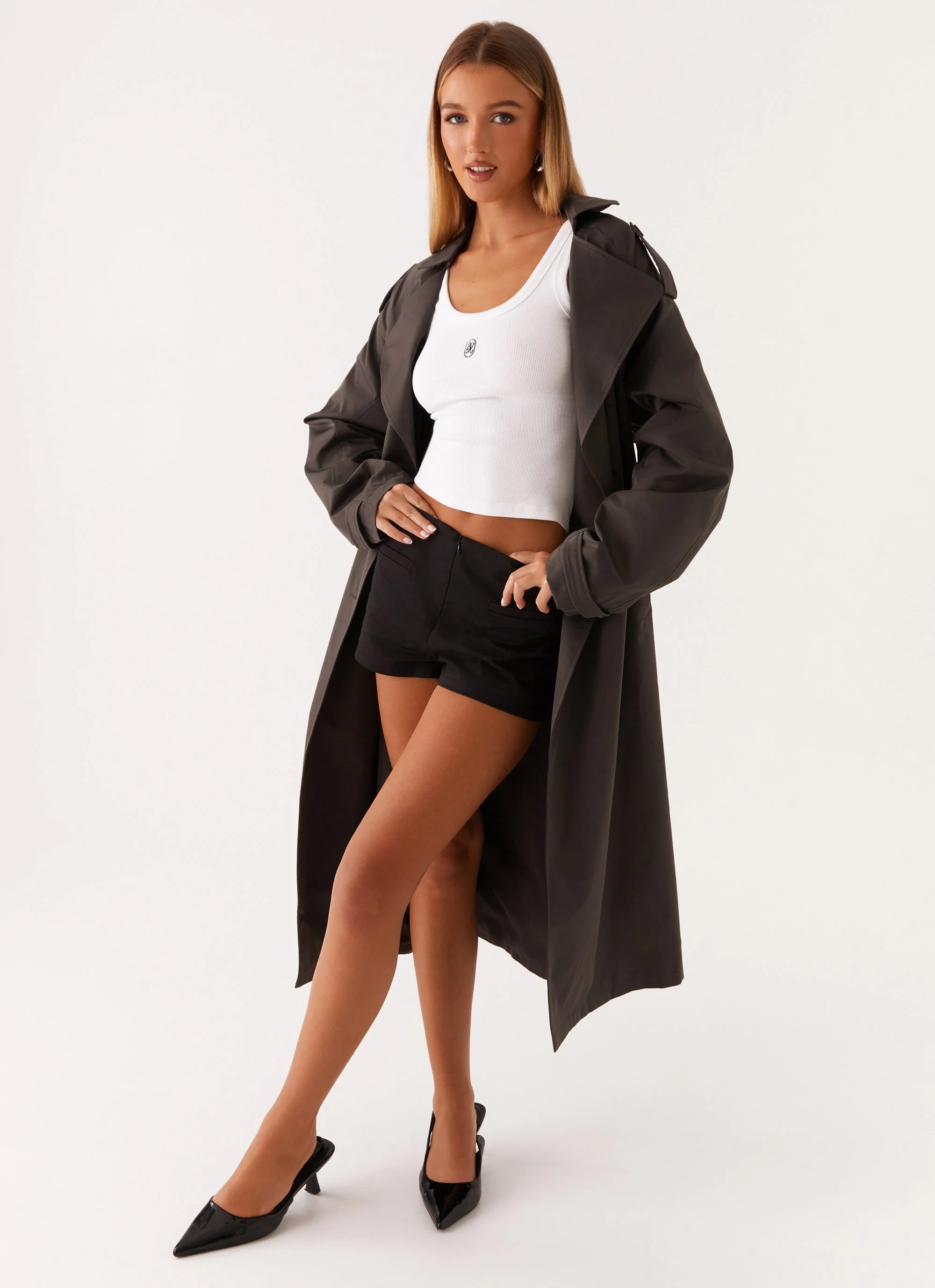 Brighton Oversized Trench Coat - Grey - Image 6
