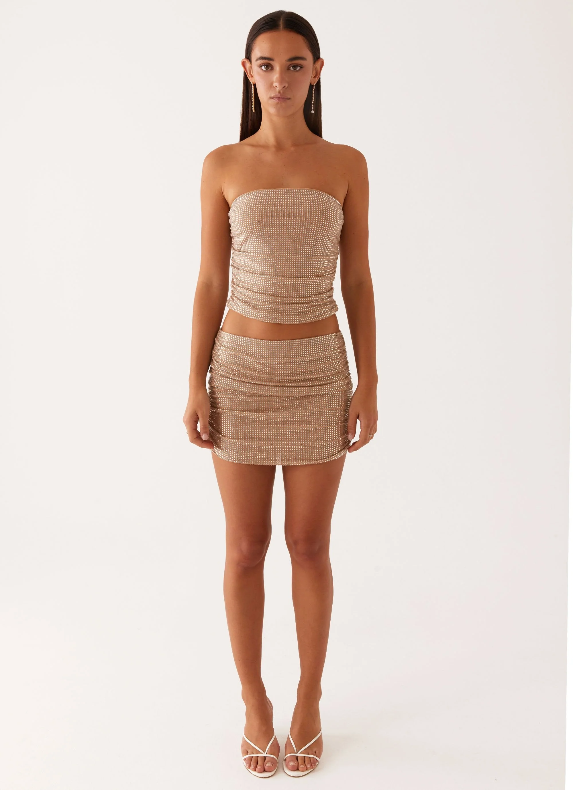 Brightside Rhinestone Mini Skirt - Silver - Image 2