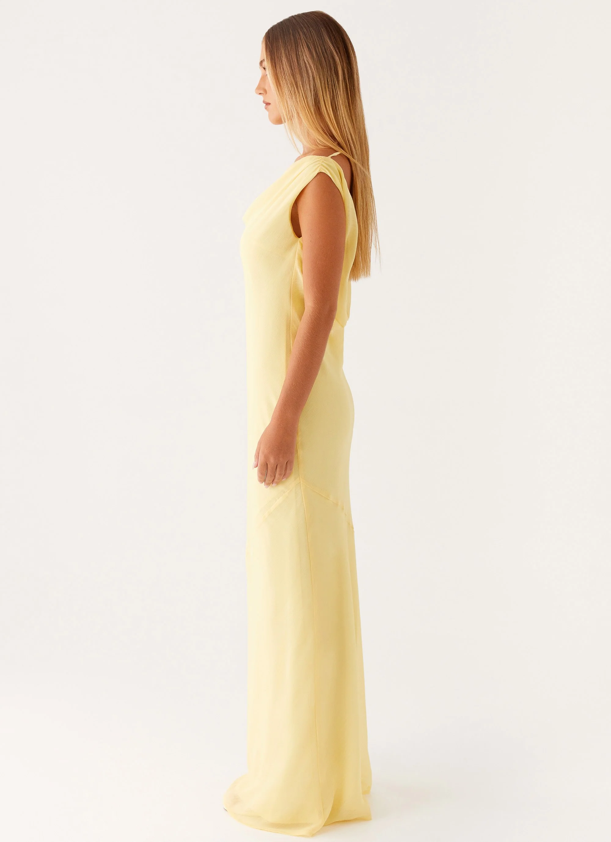 Brittany Chiffon Maxi Dress - Pastel Yellow - Image 3