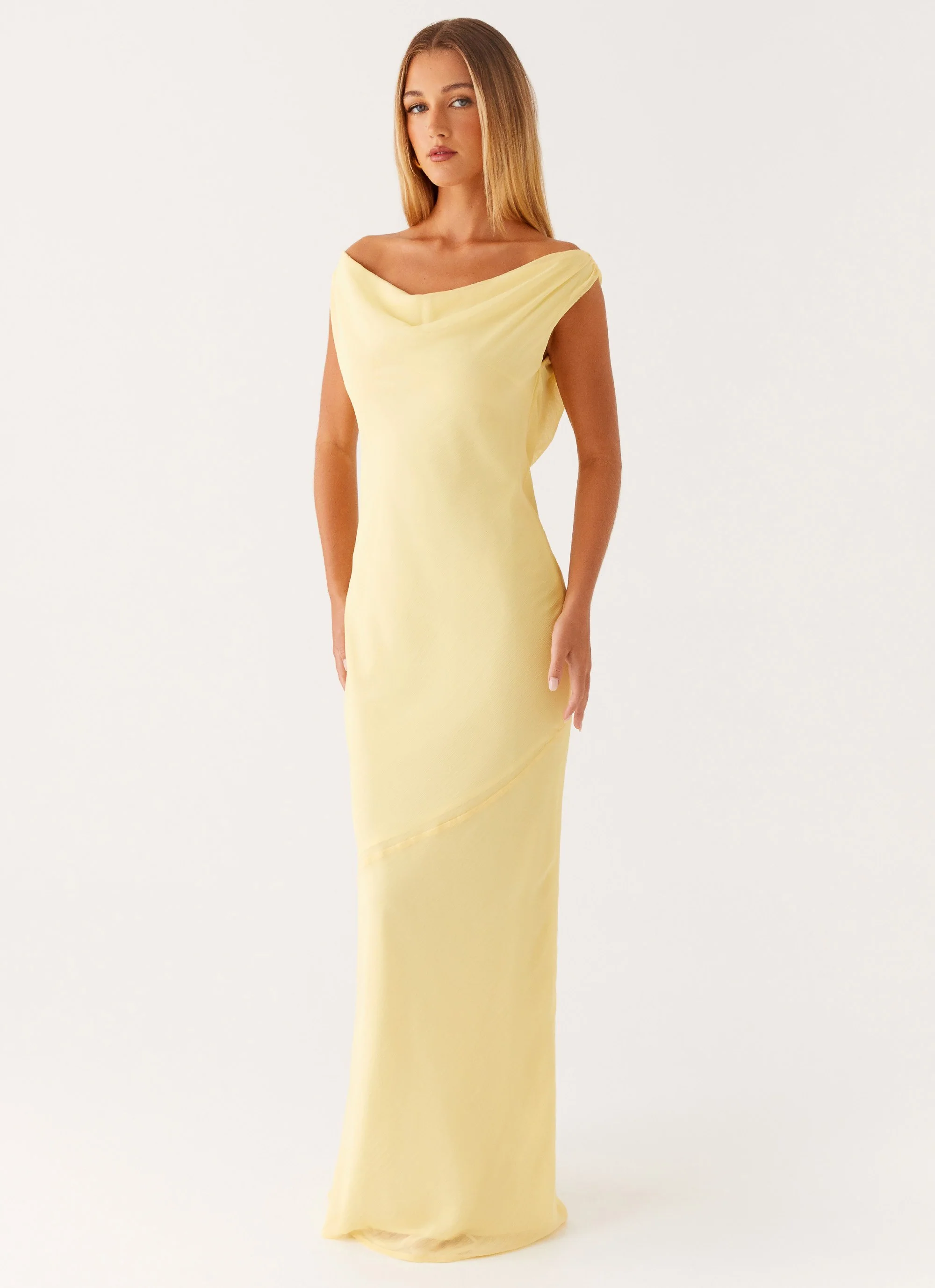 Brittany Chiffon Maxi Dress - Pastel Yellow - Image 5